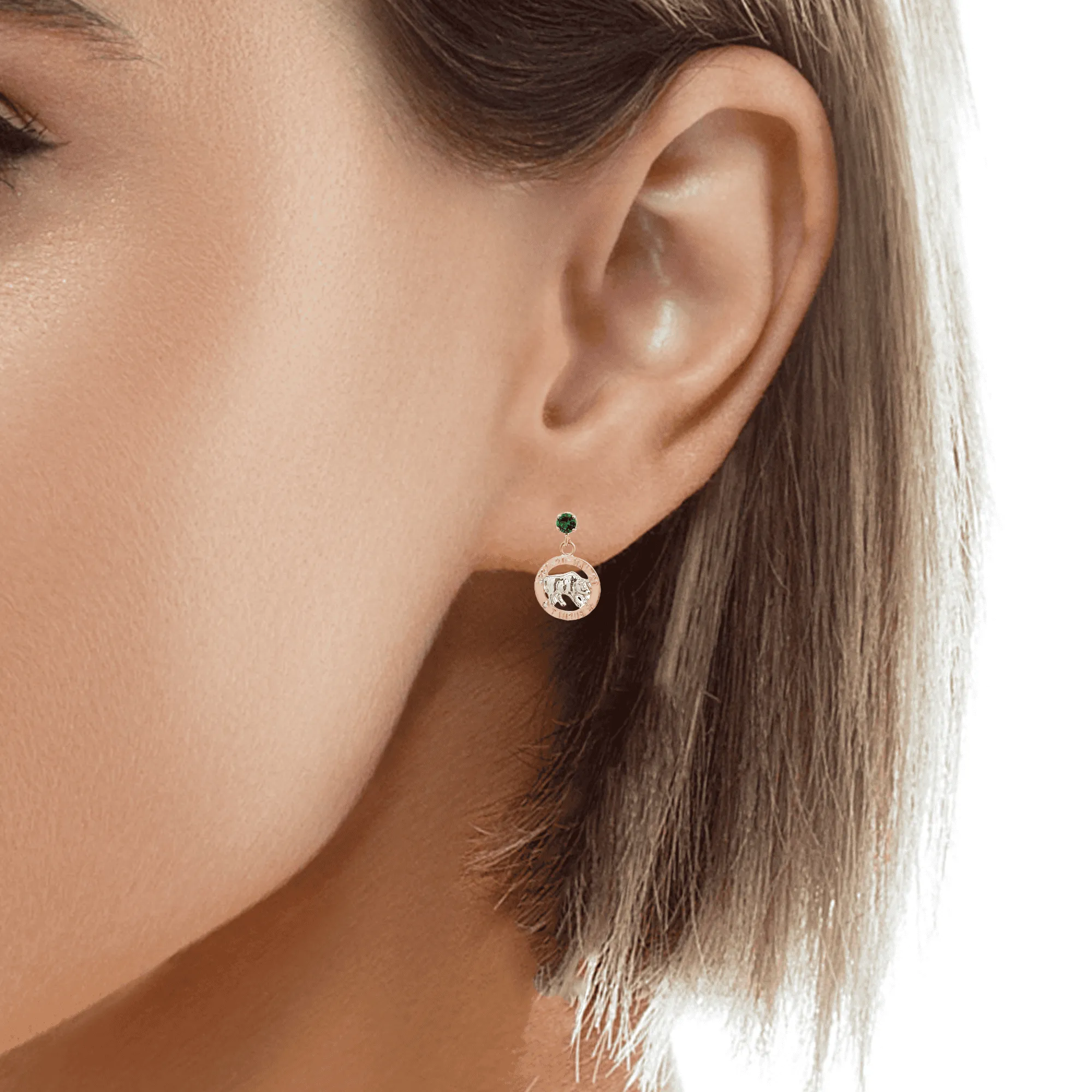10K Gold Zodiac Taurus Earrings