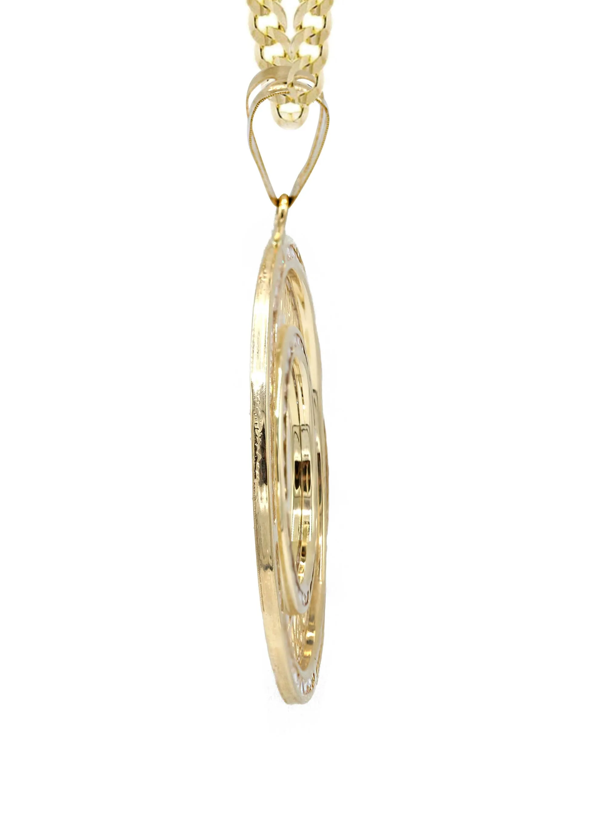 10K Yellow Gold CZ Picture Pendant Necklace | Appx. 15.6 Grams