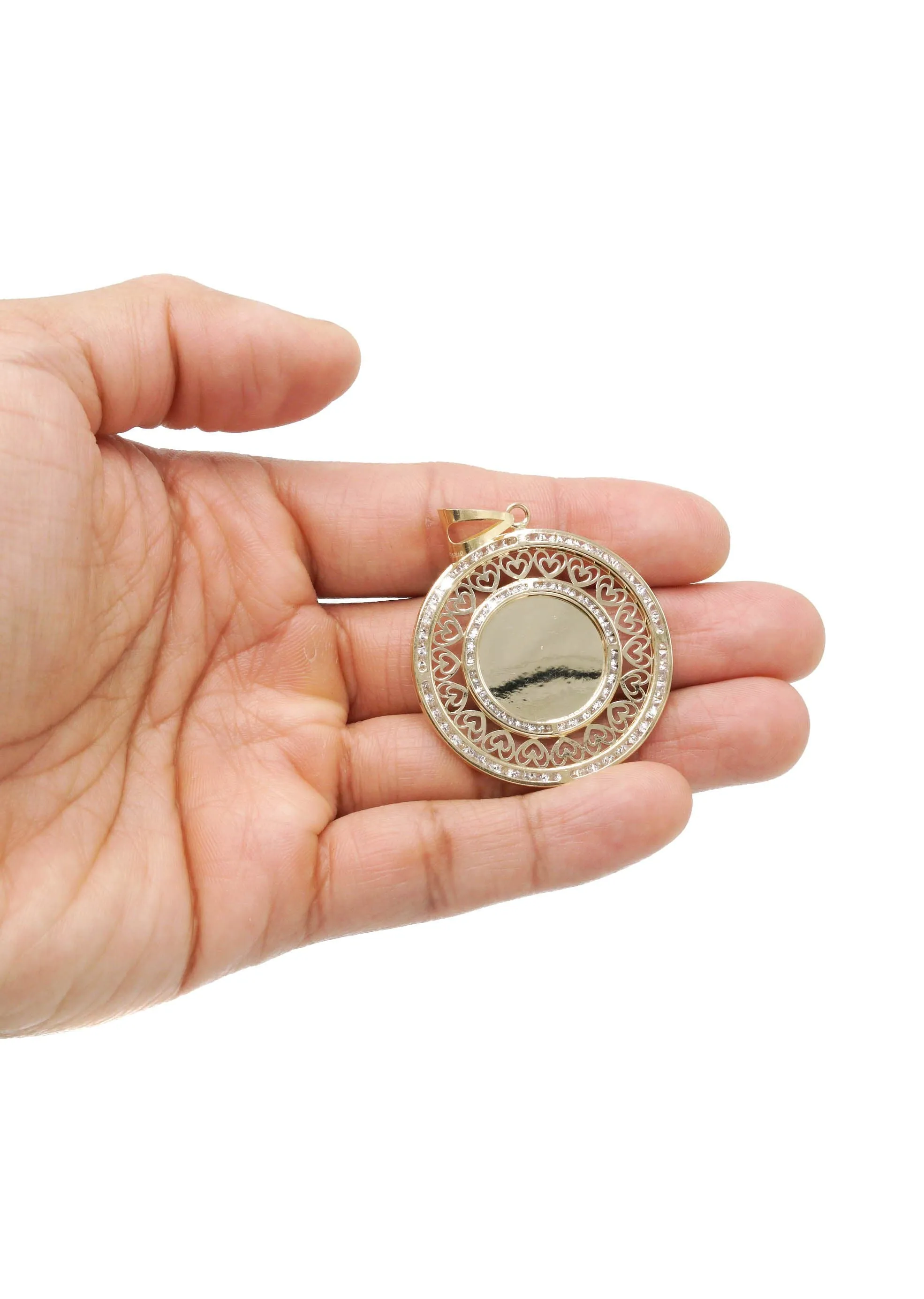10K Yellow Gold CZ Picture Pendant Necklace | Appx. 15.6 Grams