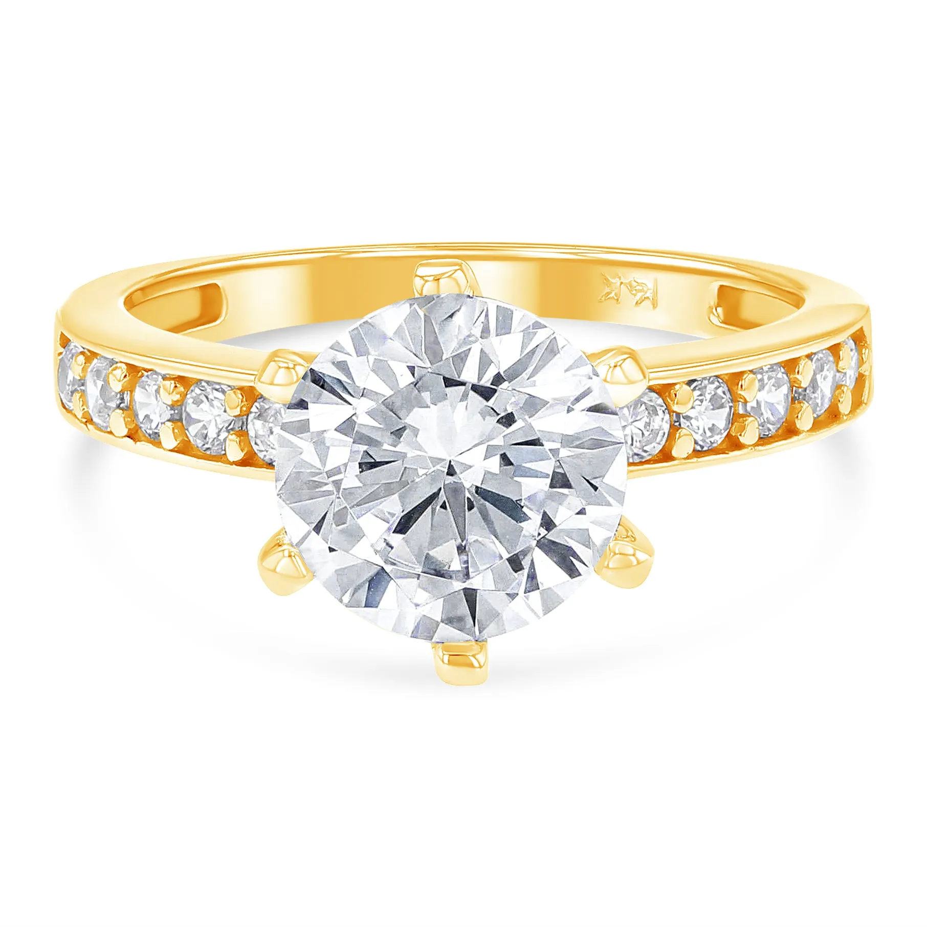 14K Gold 2.25 Ct Round Cut Solitaire CZ Wedding Engagement Ring