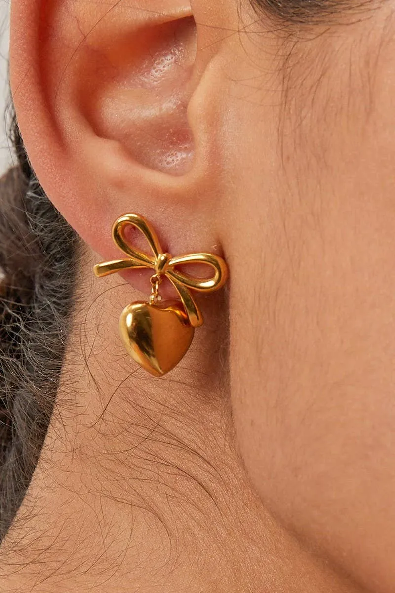 18K STAINLESS STEEL TARNISH FREE HEART EARRINGS | 40E339