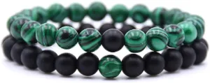2 Pcs Distance Relationship Bracelets Beaded His and Hers Couple Bracelet Black for Men Women
