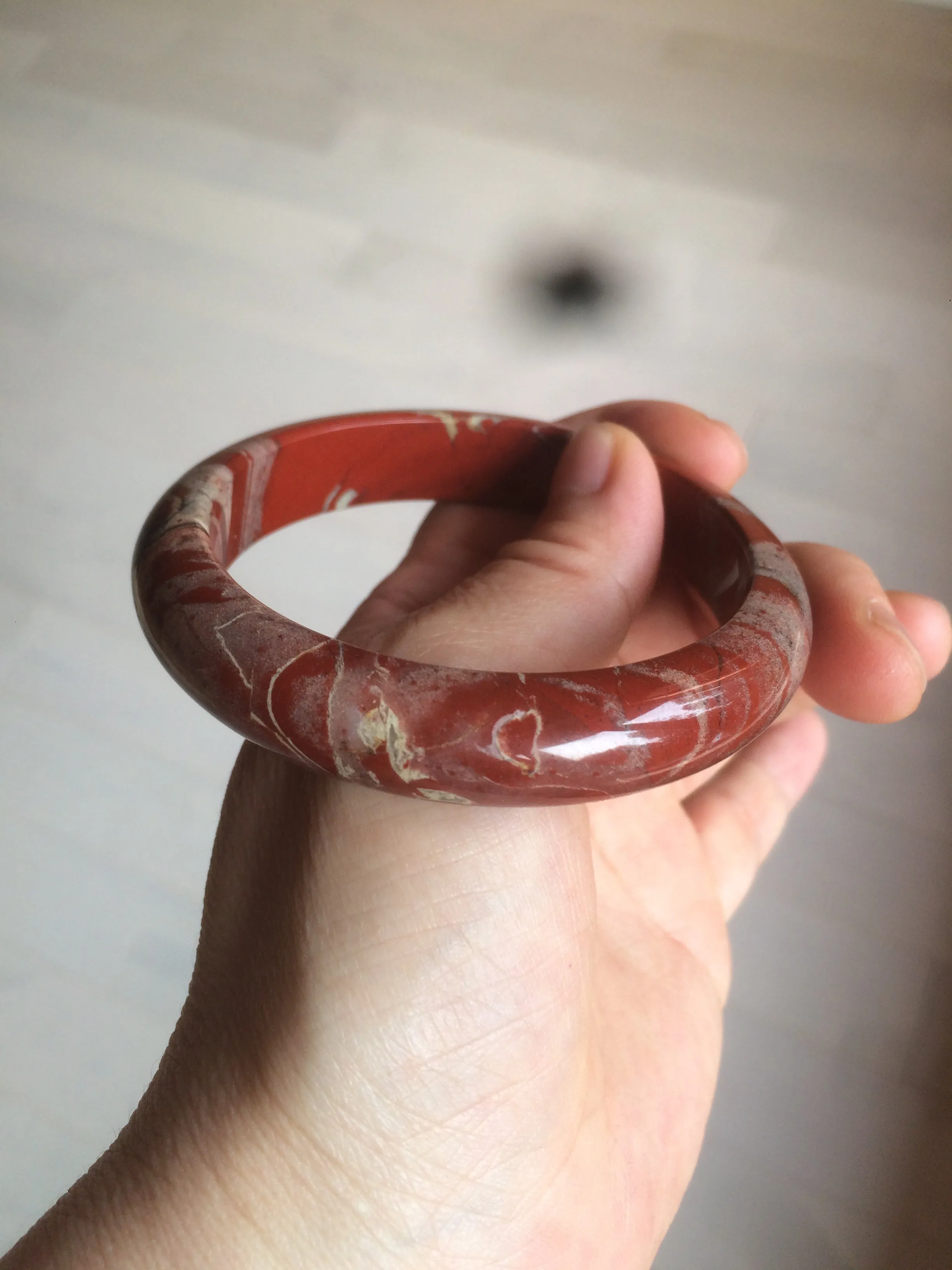58mm 100% natural red/pink/gray red jasper stone bangle CB75