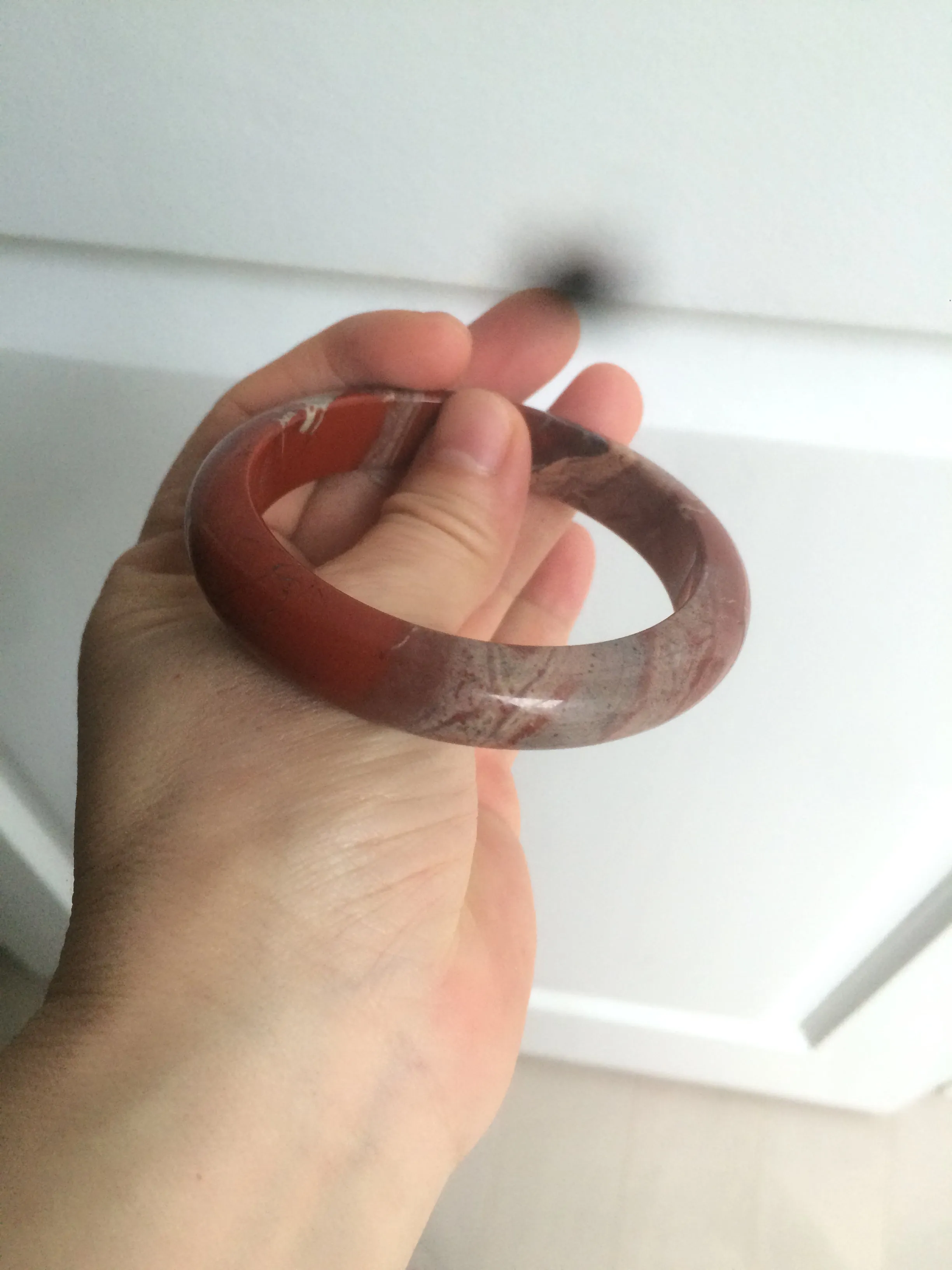 58mm 100% natural red/pink/gray red jasper stone bangle CB75