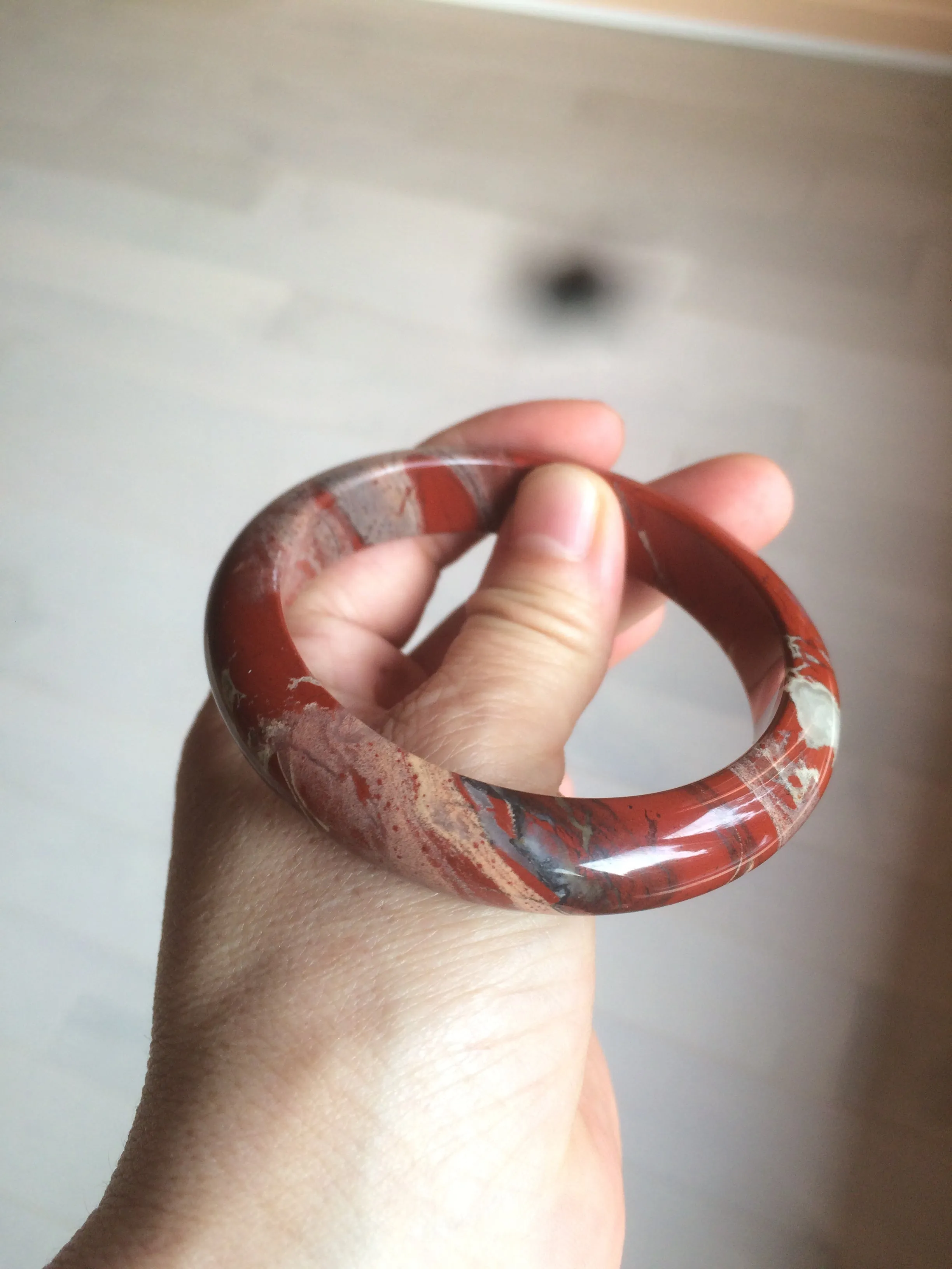 58mm 100% natural red/pink/gray red jasper stone bangle CB75