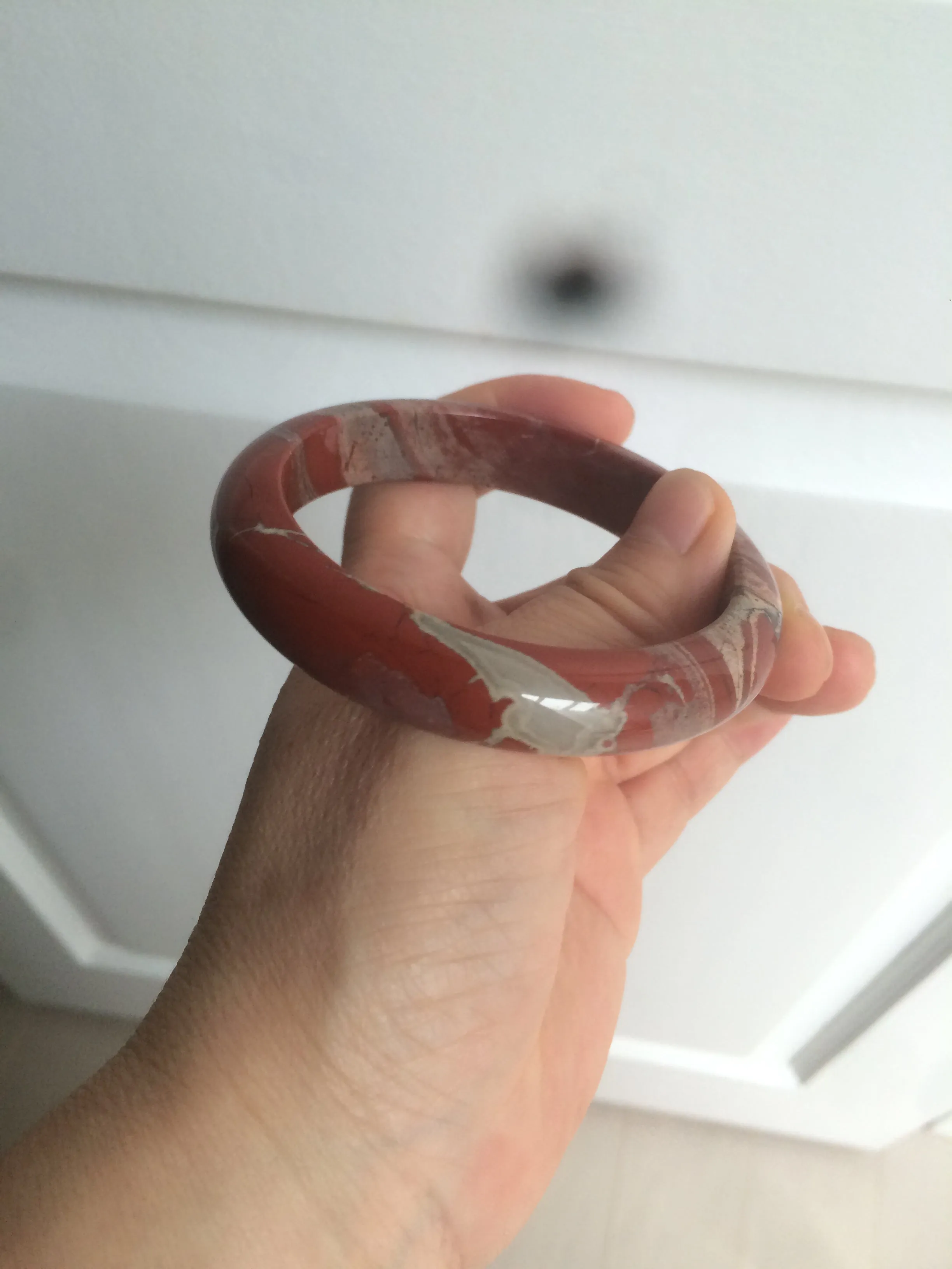 58mm 100% natural red/pink/gray red jasper stone bangle CB75