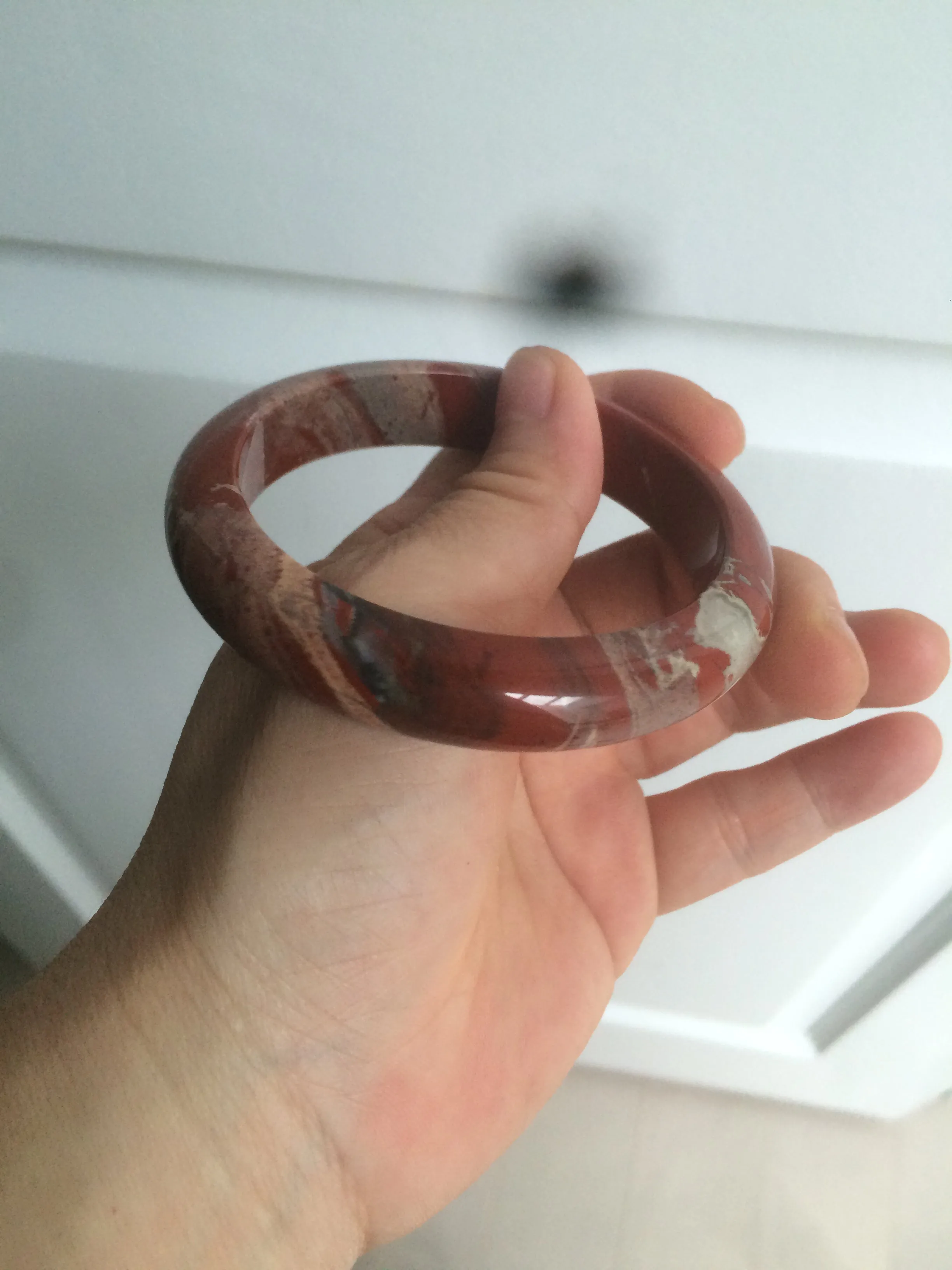 58mm 100% natural red/pink/gray red jasper stone bangle CB75