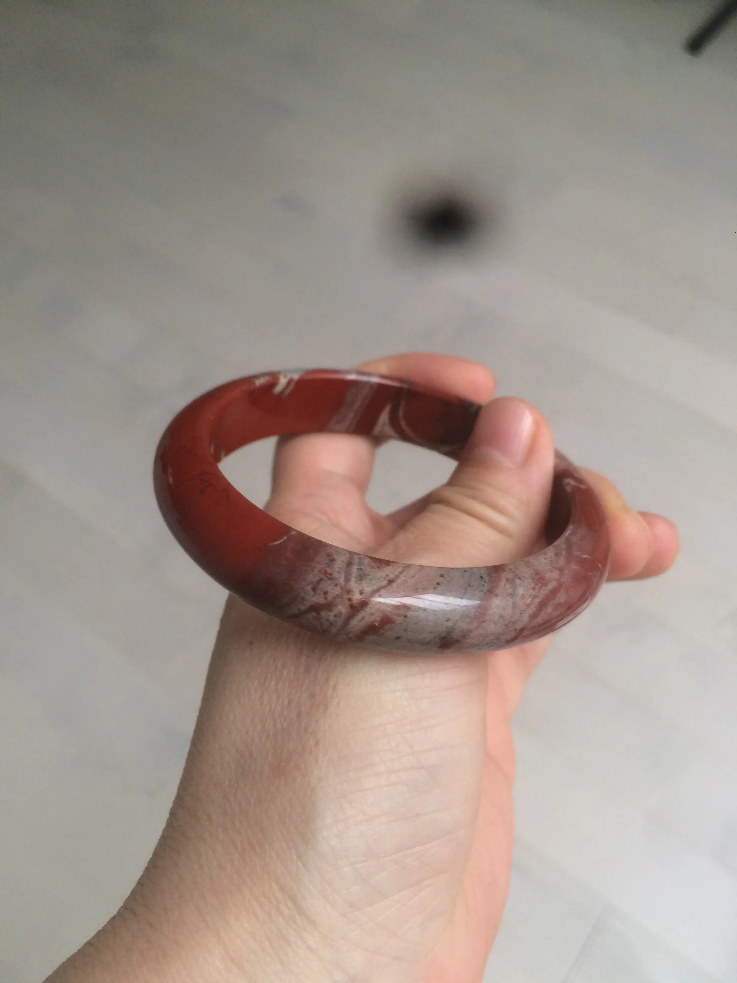 58mm 100% natural red/pink/gray red jasper stone bangle CB75