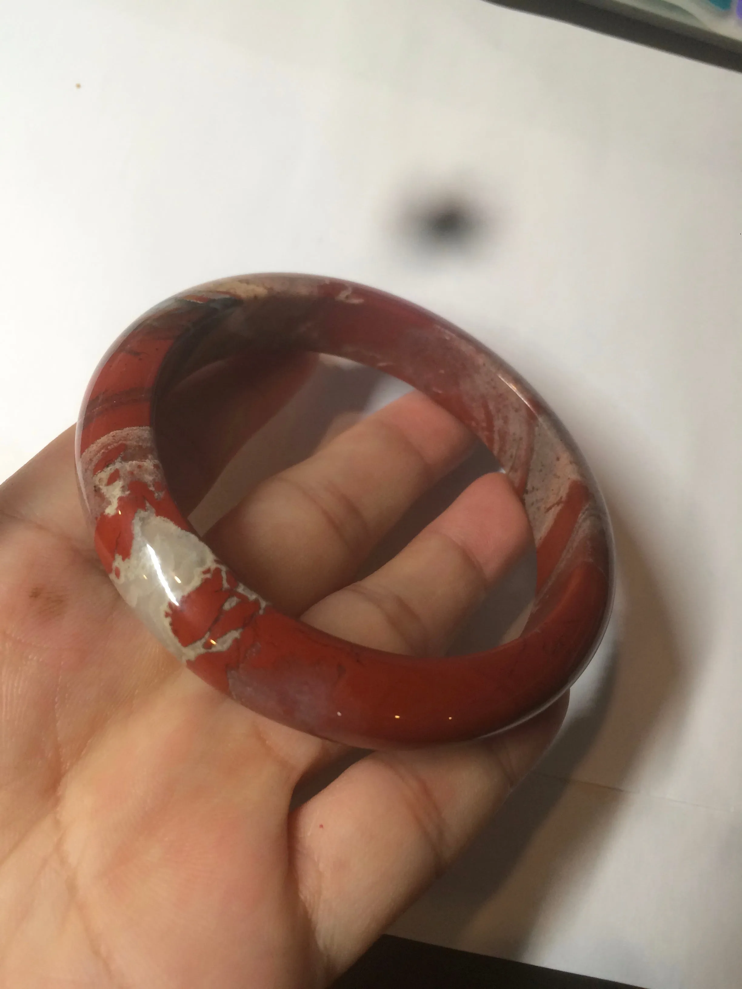 58mm 100% natural red/pink/gray red jasper stone bangle CB75