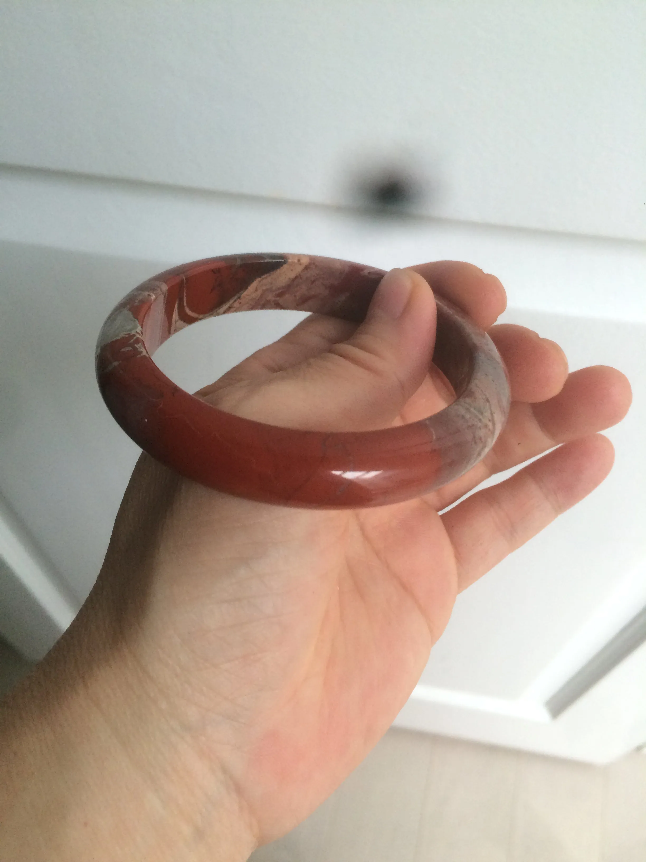 58mm 100% natural red/pink/gray red jasper stone bangle CB75