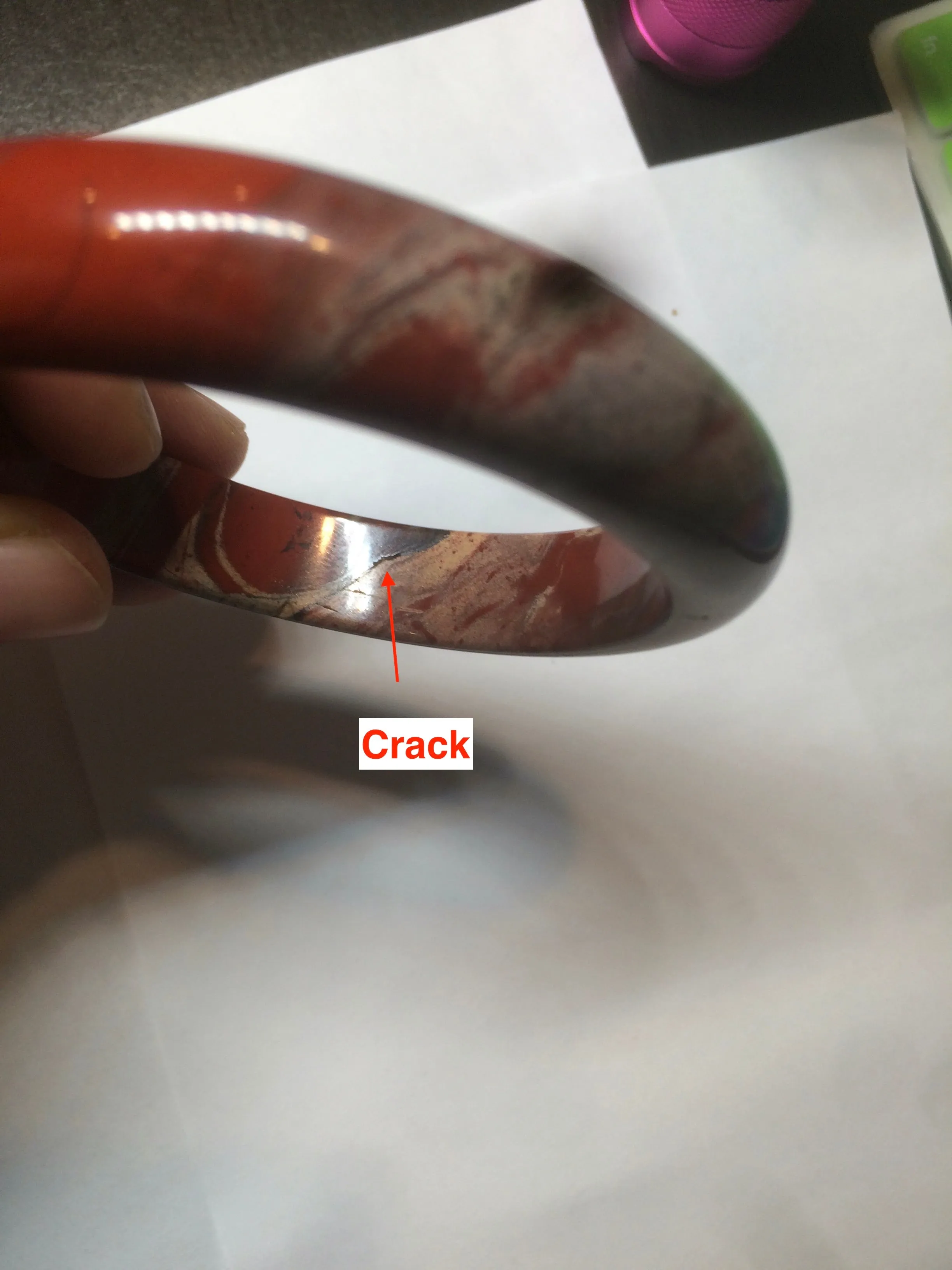 58mm 100% natural red/pink/gray red jasper stone bangle CB75