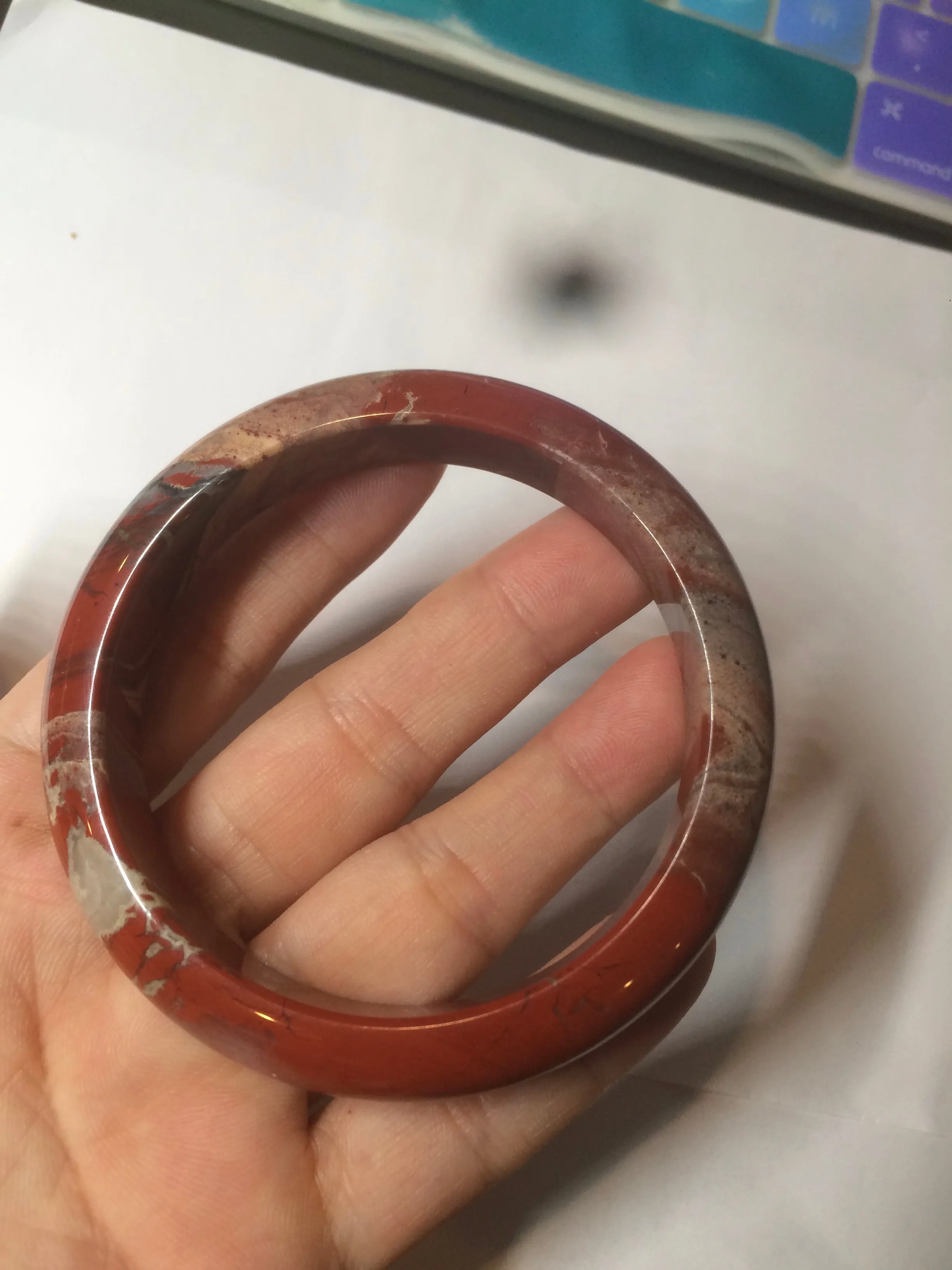 58mm 100% natural red/pink/gray red jasper stone bangle CB75