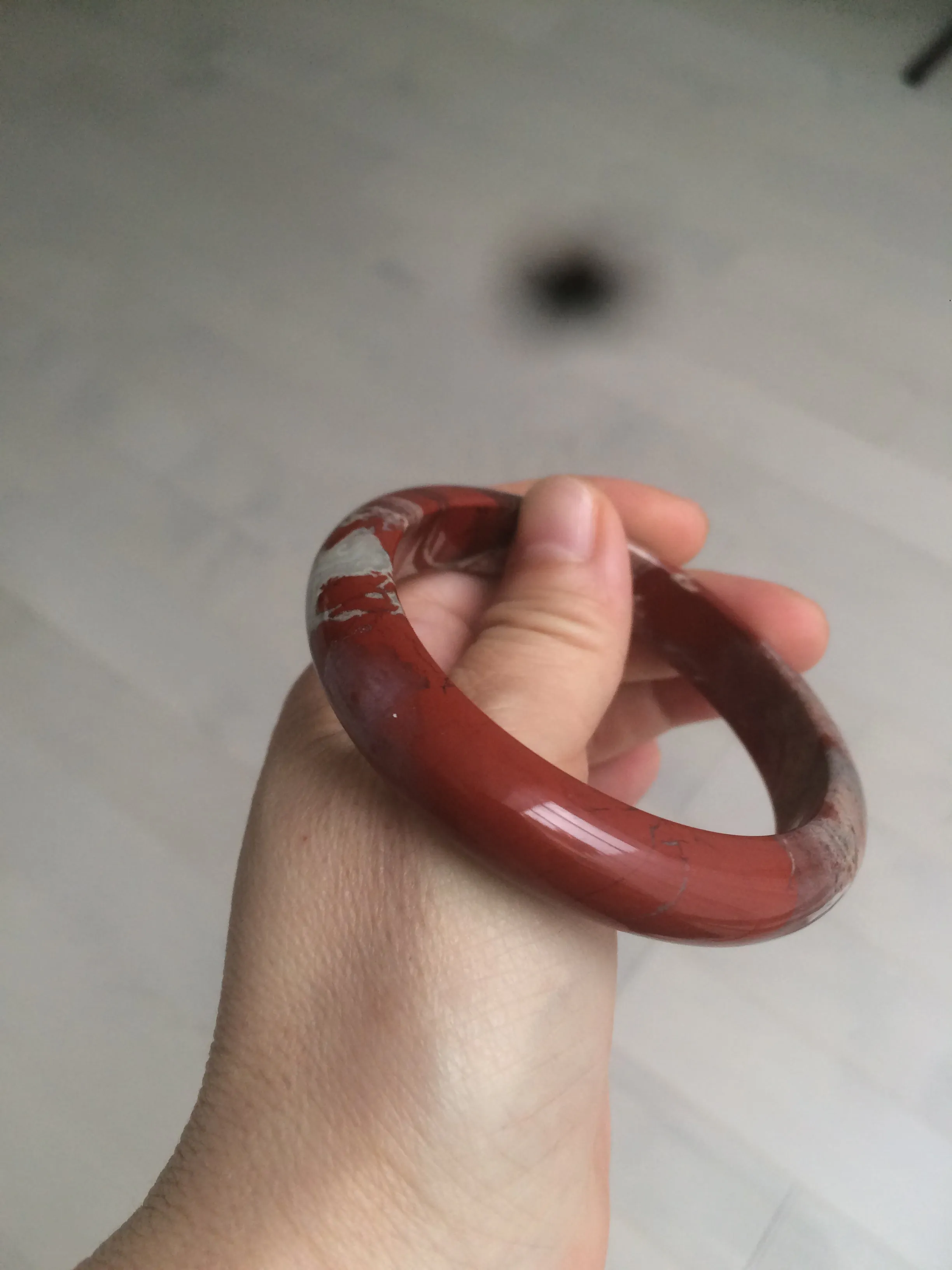 58mm 100% natural red/pink/gray red jasper stone bangle CB75