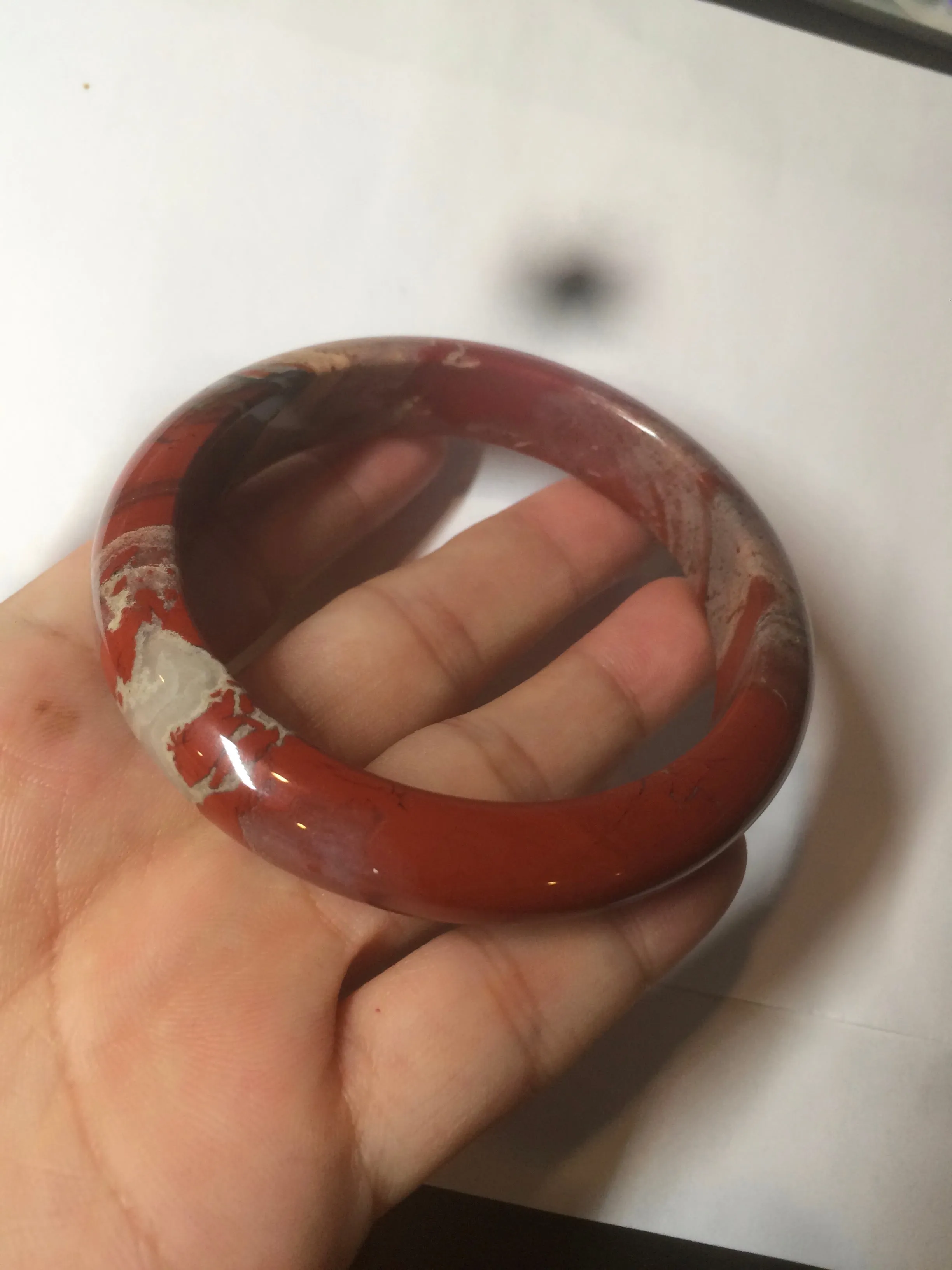 58mm 100% natural red/pink/gray red jasper stone bangle CB75