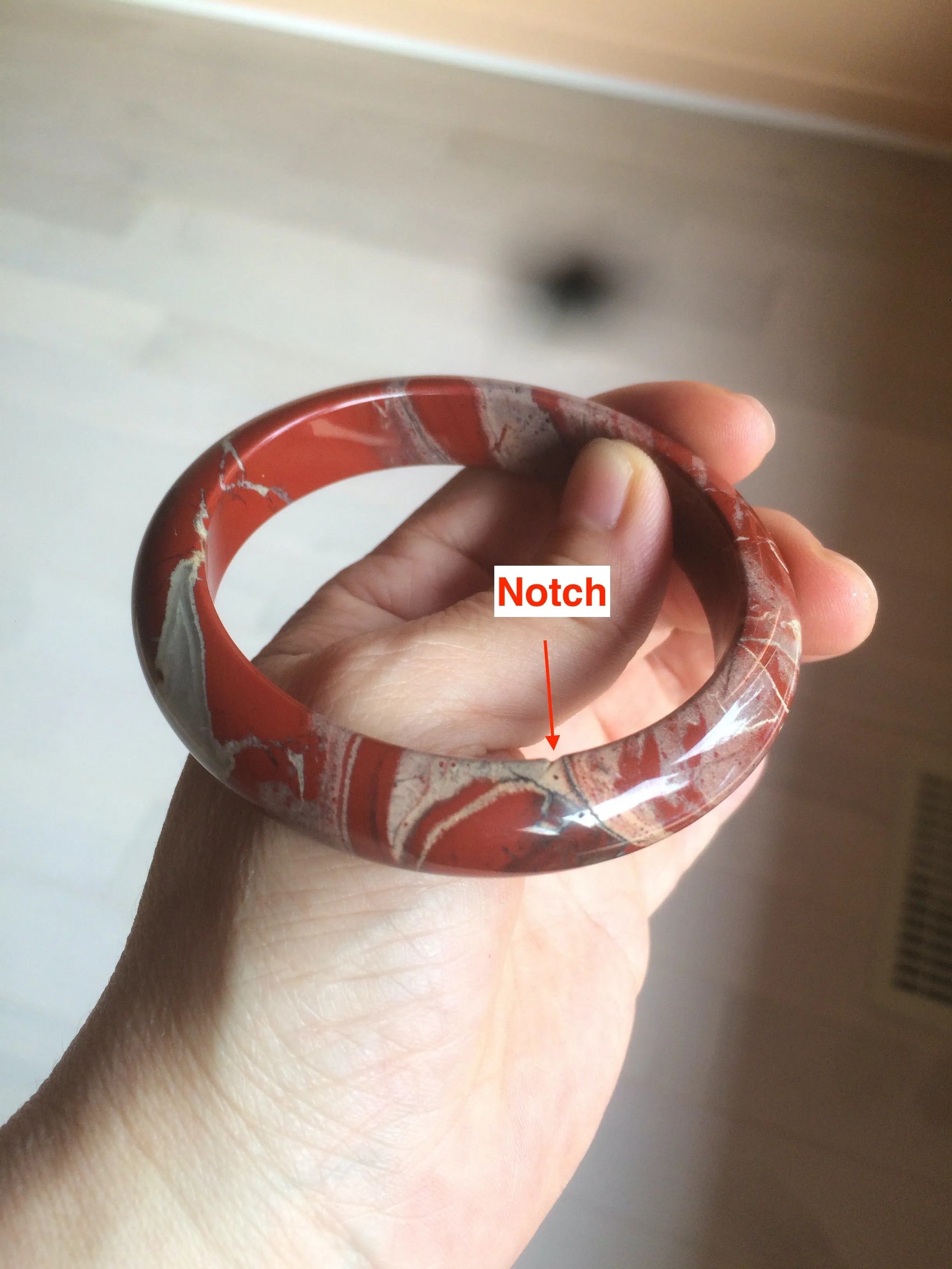 58mm 100% natural red/pink/gray red jasper stone bangle CB75