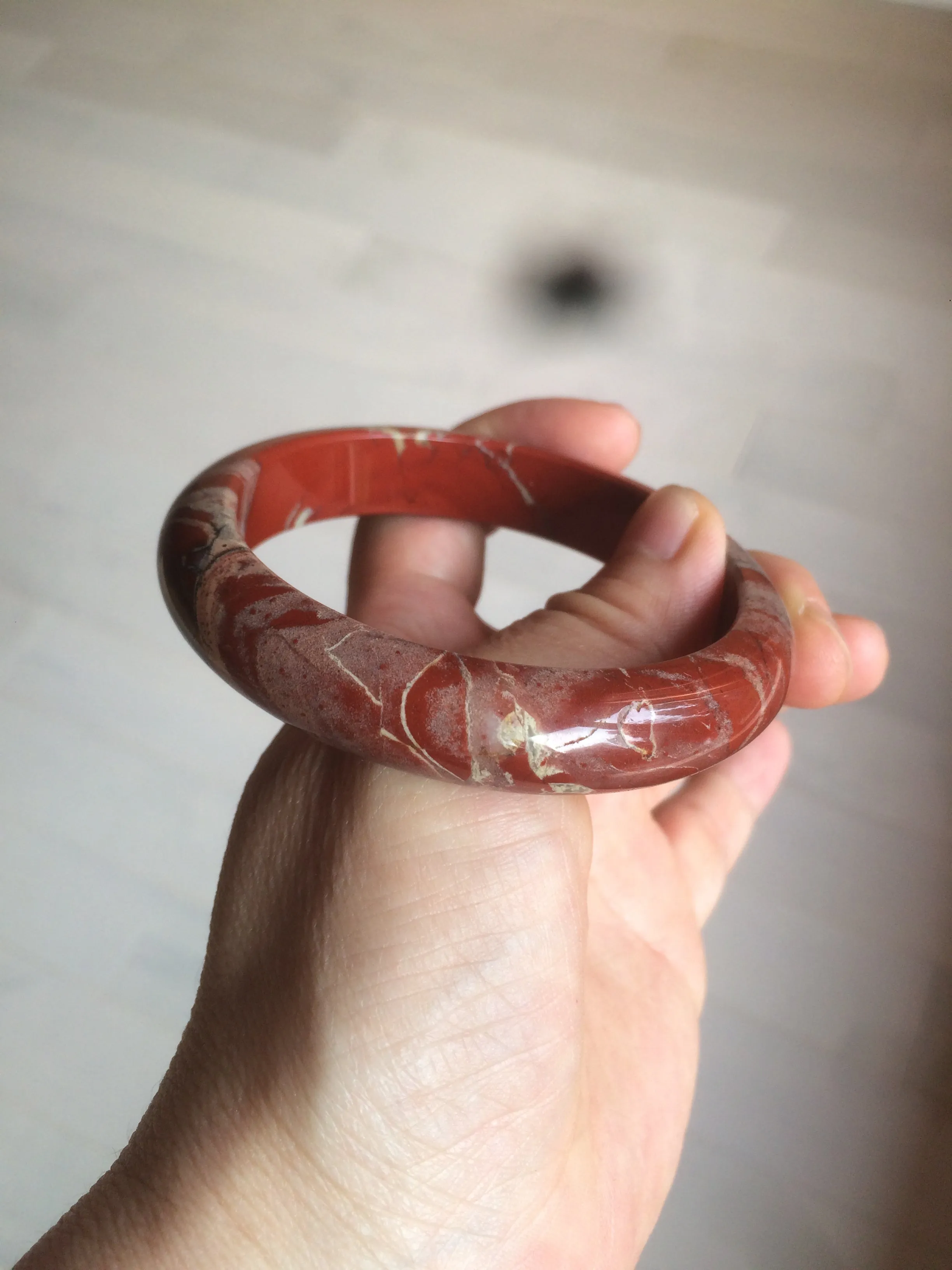 58mm 100% natural red/pink/gray red jasper stone bangle CB75