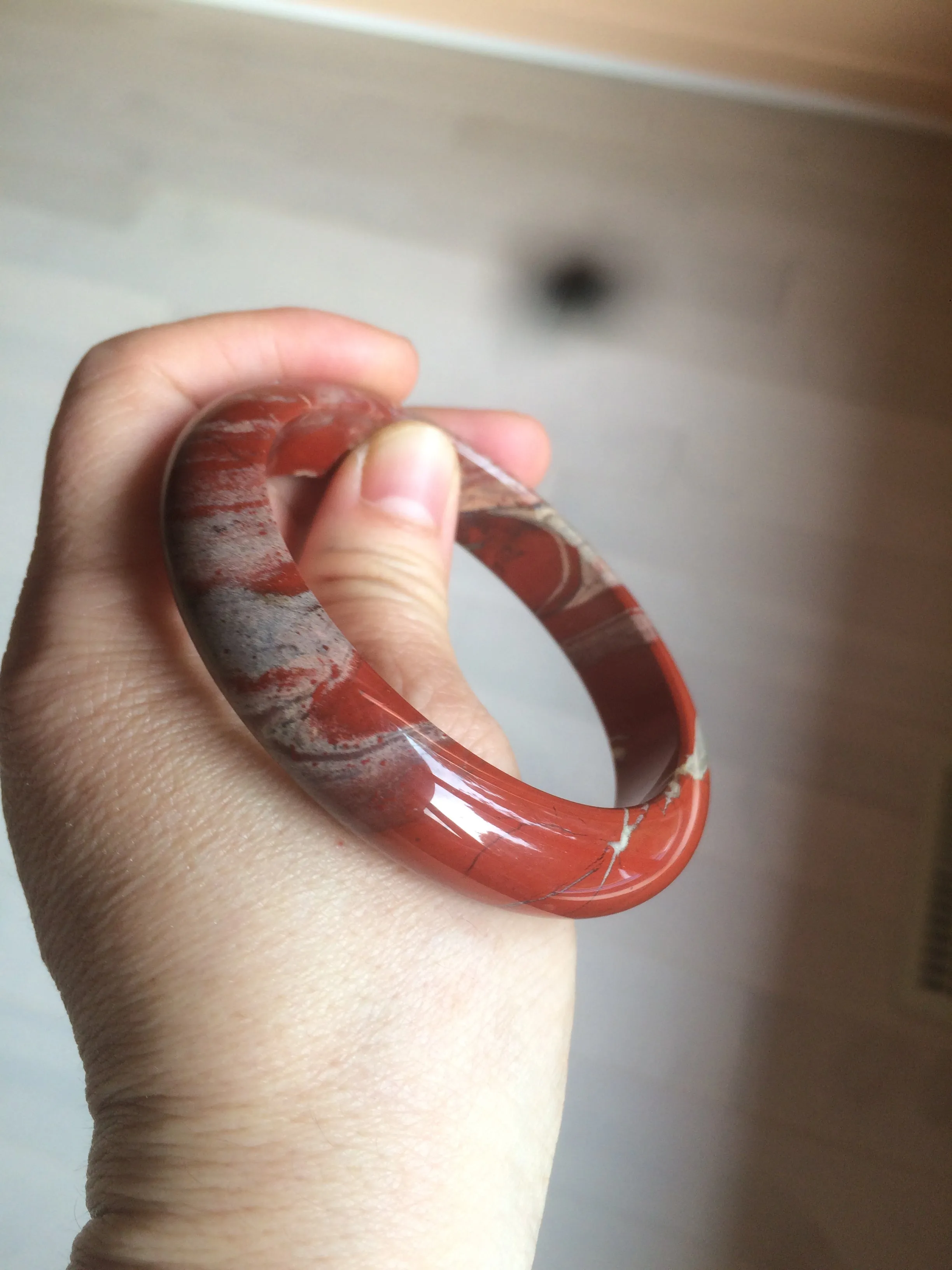 58mm 100% natural red/pink/gray red jasper stone bangle CB75