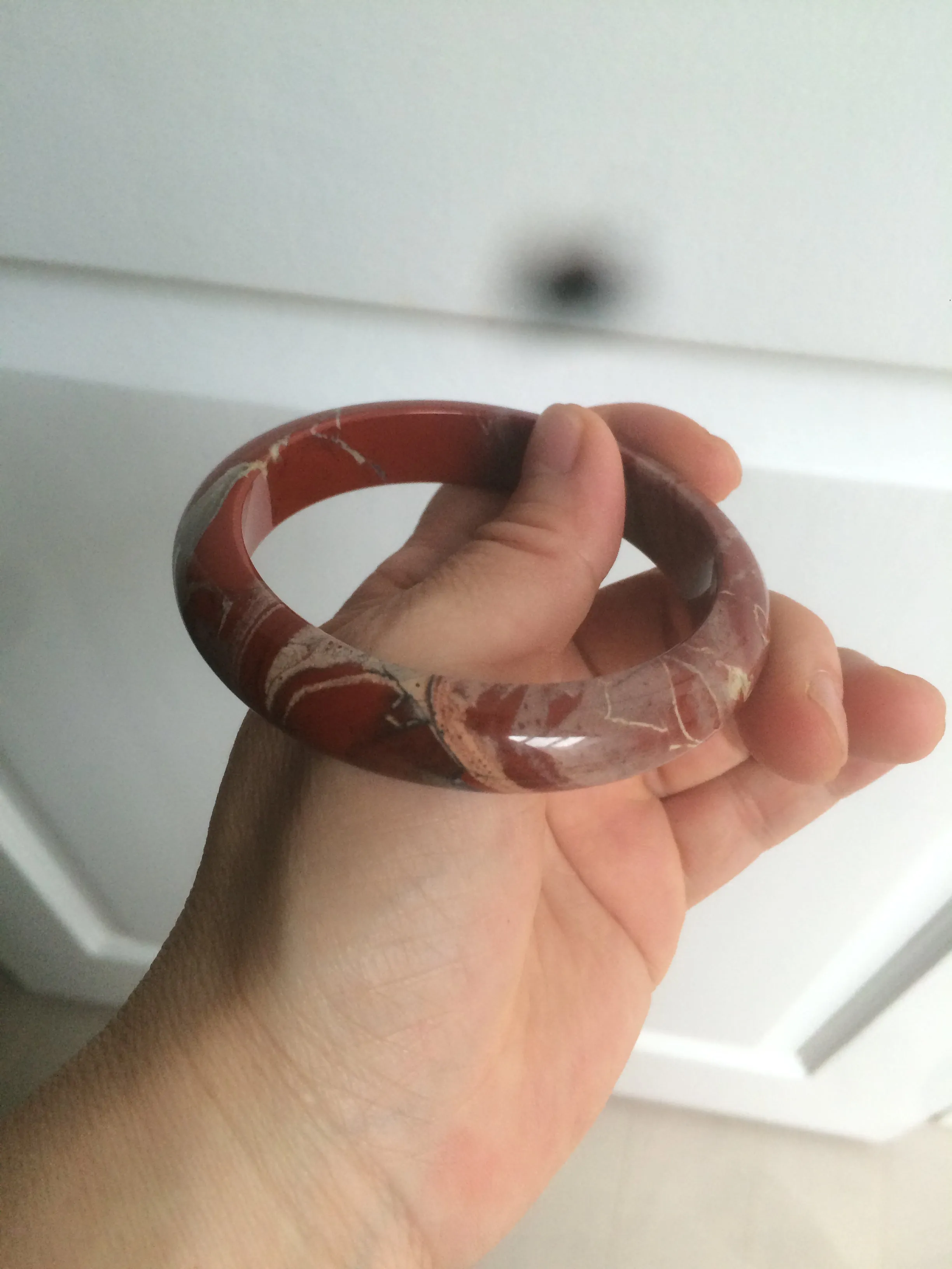 58mm 100% natural red/pink/gray red jasper stone bangle CB75