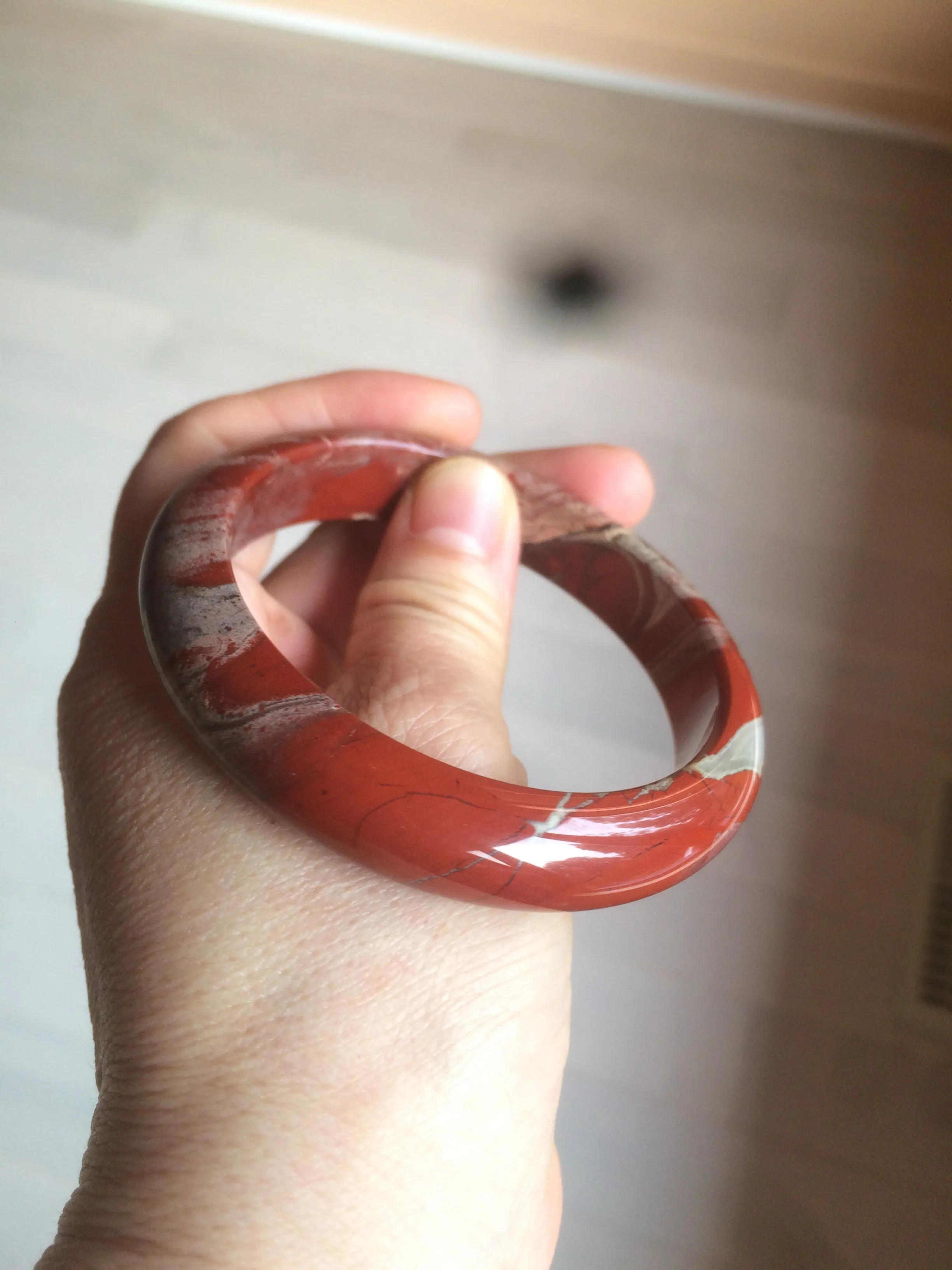 58mm 100% natural red/pink/gray red jasper stone bangle CB75
