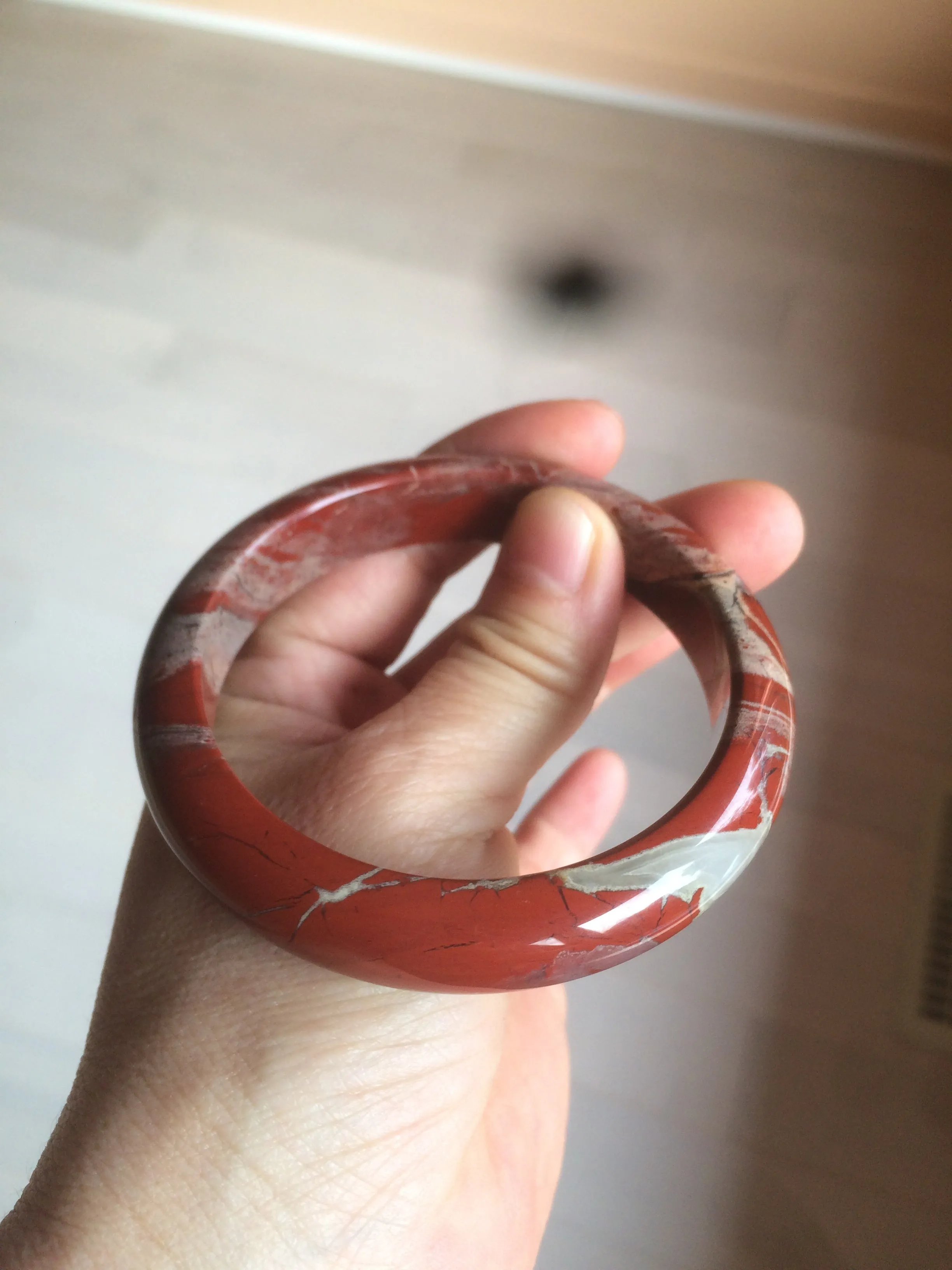 58mm 100% natural red/pink/gray red jasper stone bangle CB75