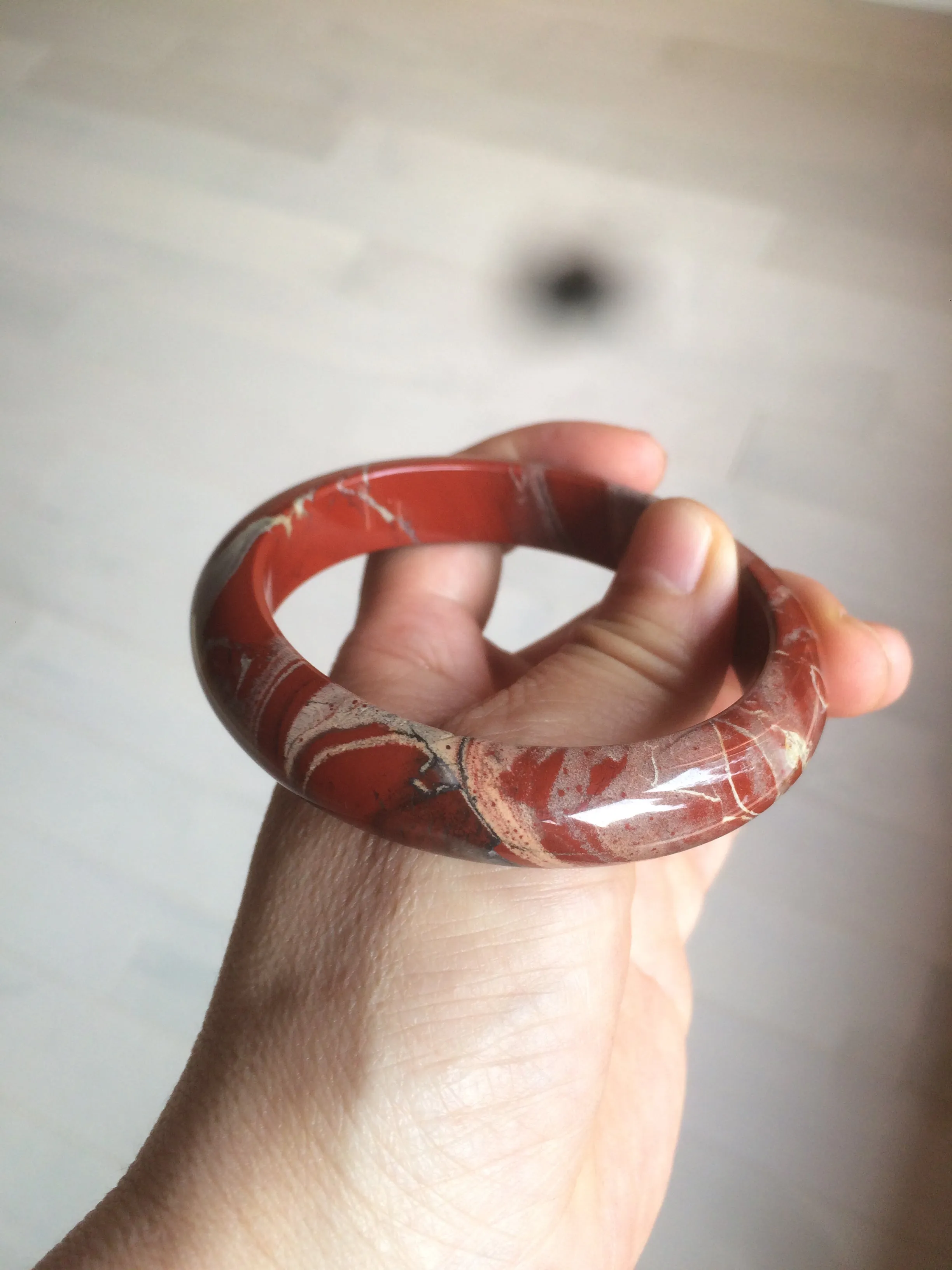 58mm 100% natural red/pink/gray red jasper stone bangle CB75