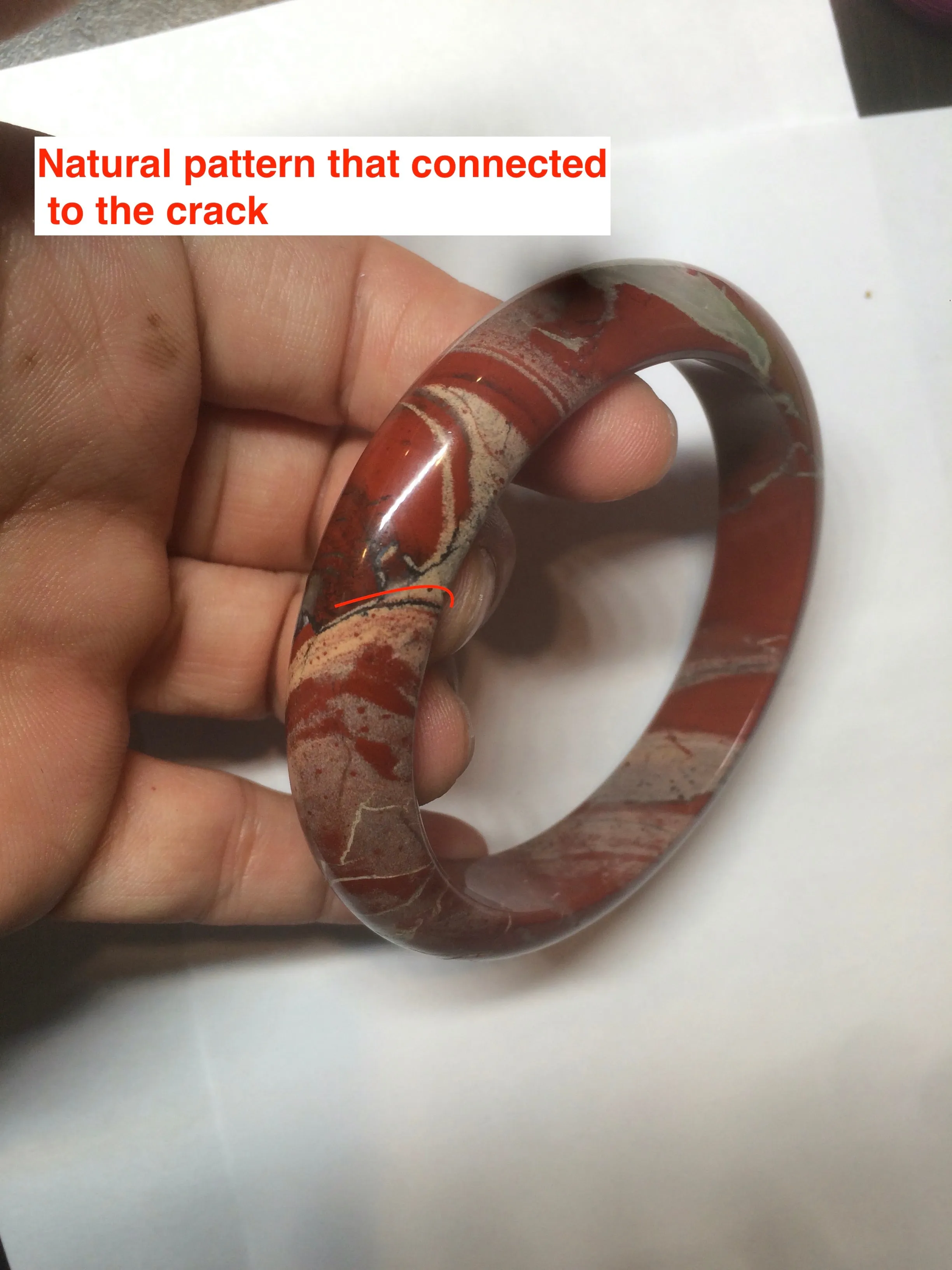 58mm 100% natural red/pink/gray red jasper stone bangle CB75