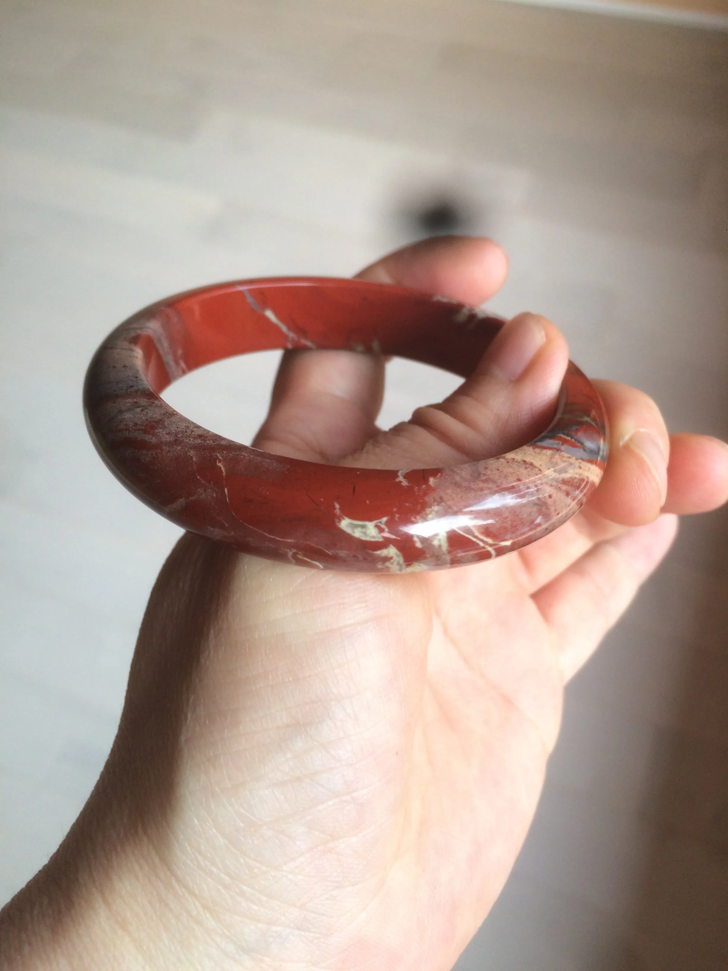 58mm 100% natural red/pink/gray red jasper stone bangle CB75