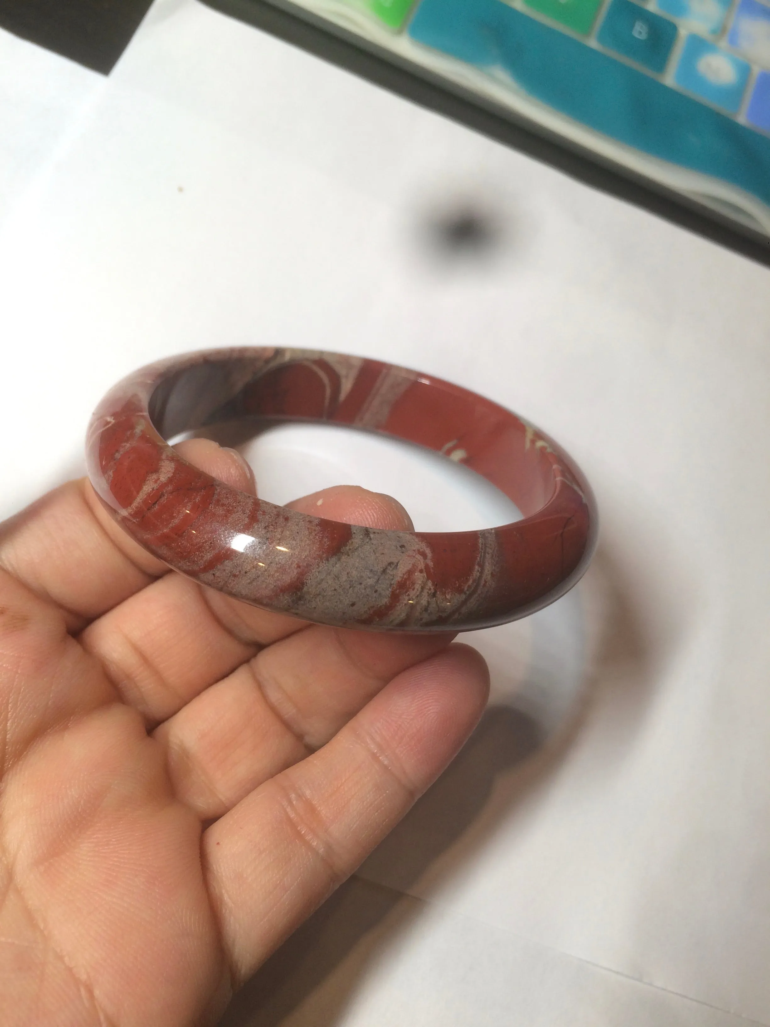 58mm 100% natural red/pink/gray red jasper stone bangle CB75