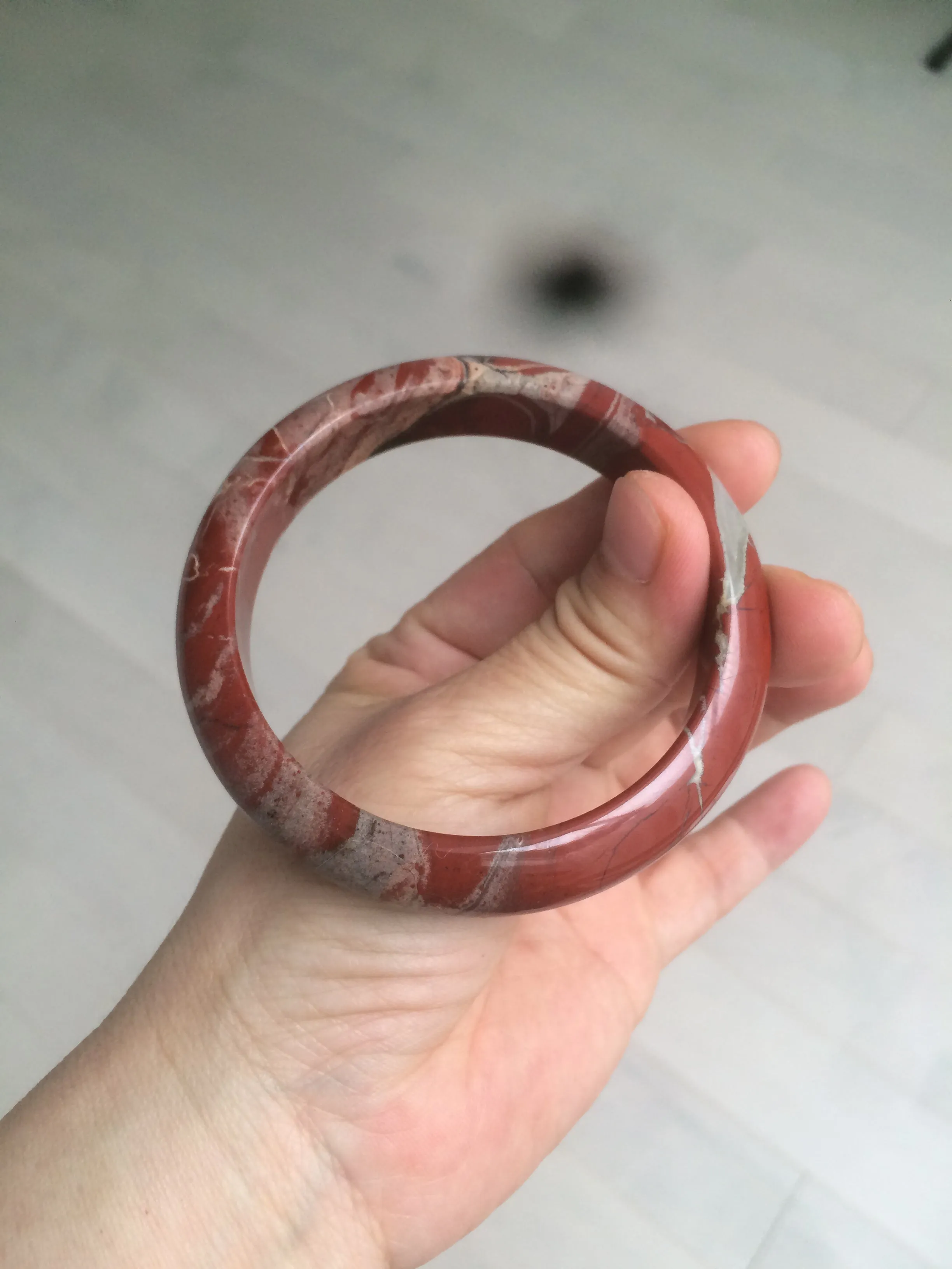 58mm 100% natural red/pink/gray red jasper stone bangle CB75