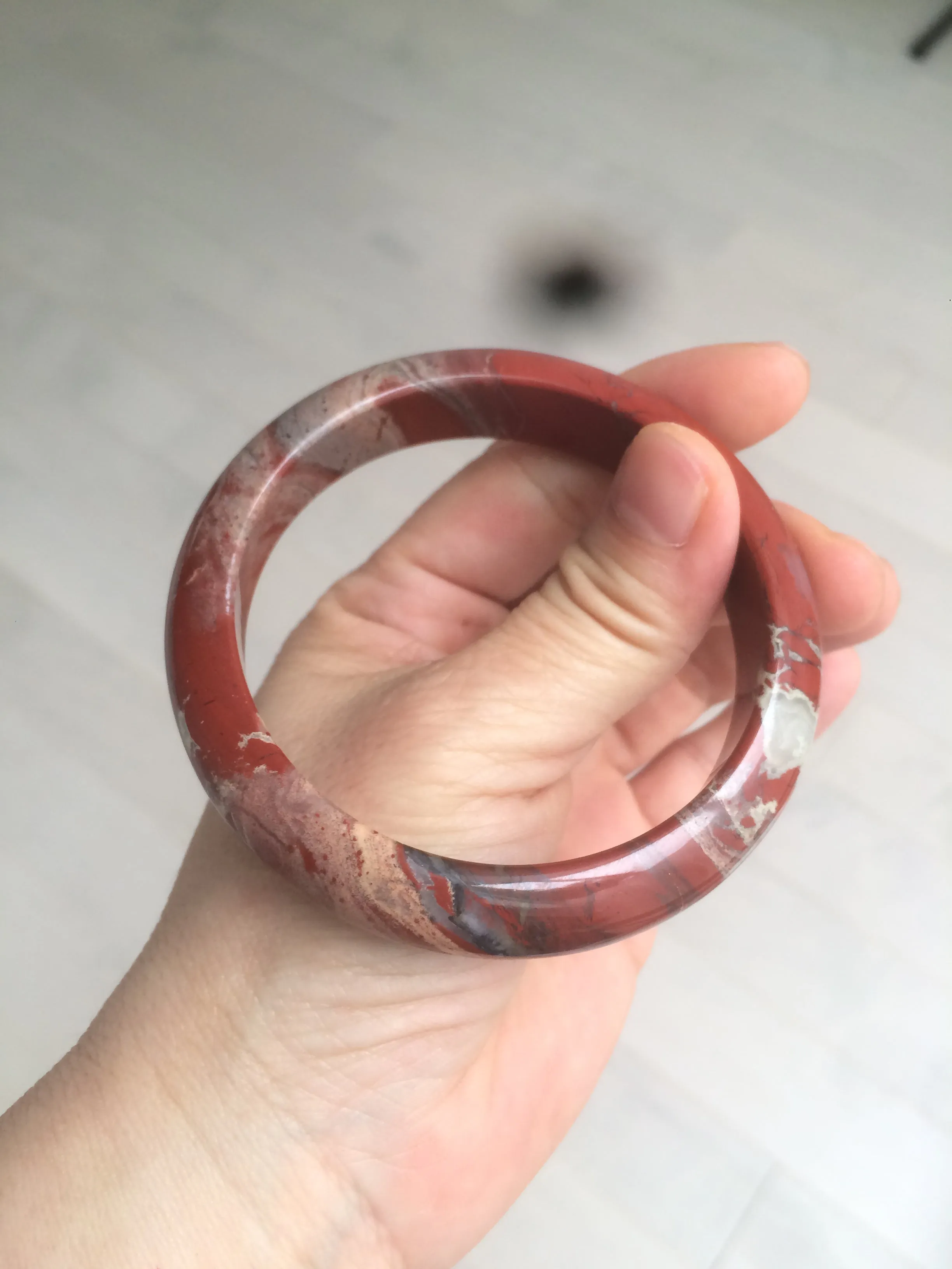 58mm 100% natural red/pink/gray red jasper stone bangle CB75