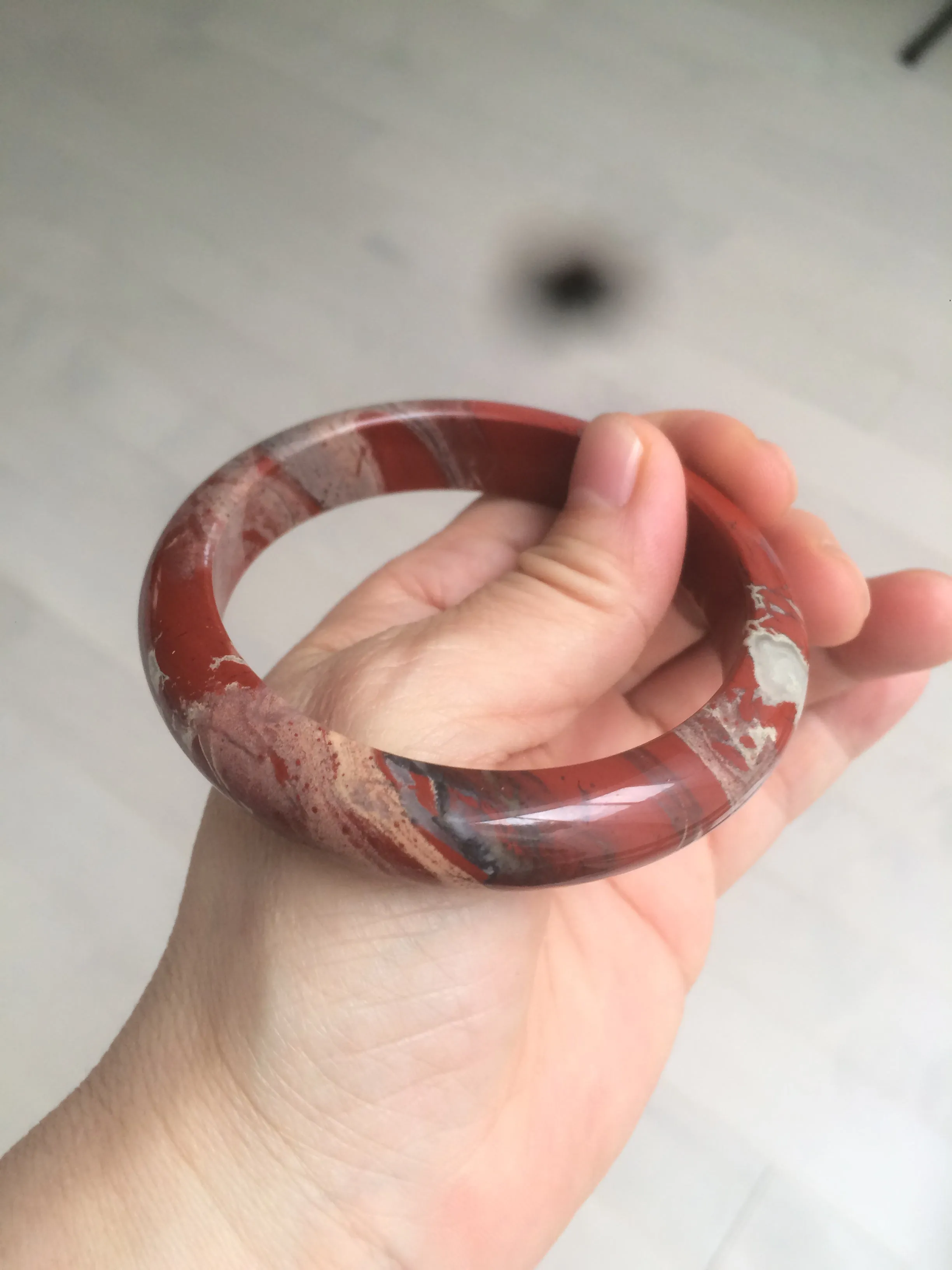 58mm 100% natural red/pink/gray red jasper stone bangle CB75