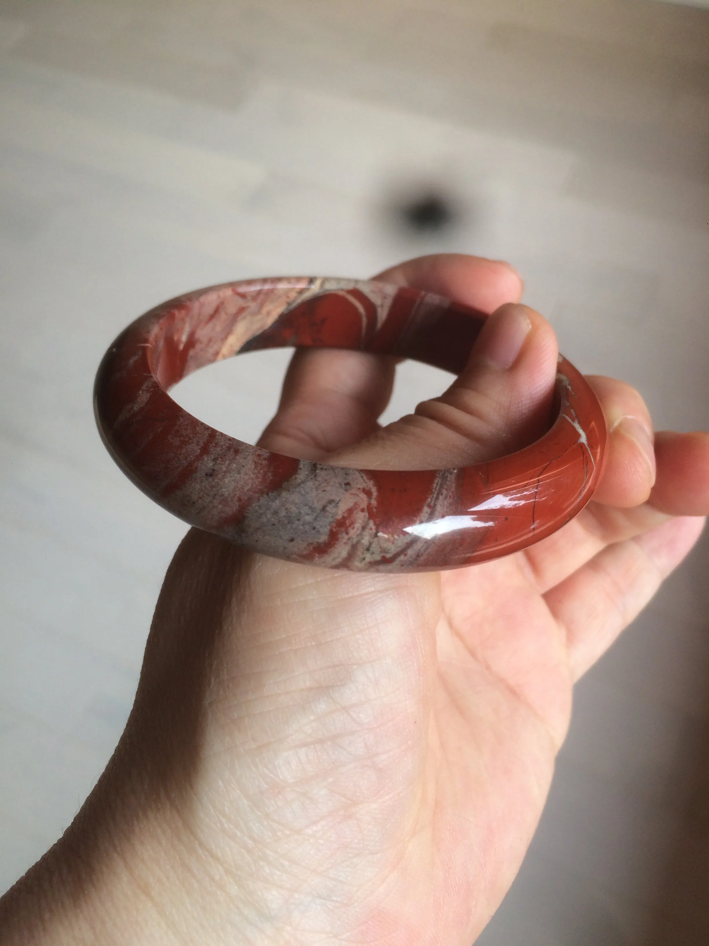 58mm 100% natural red/pink/gray red jasper stone bangle CB75