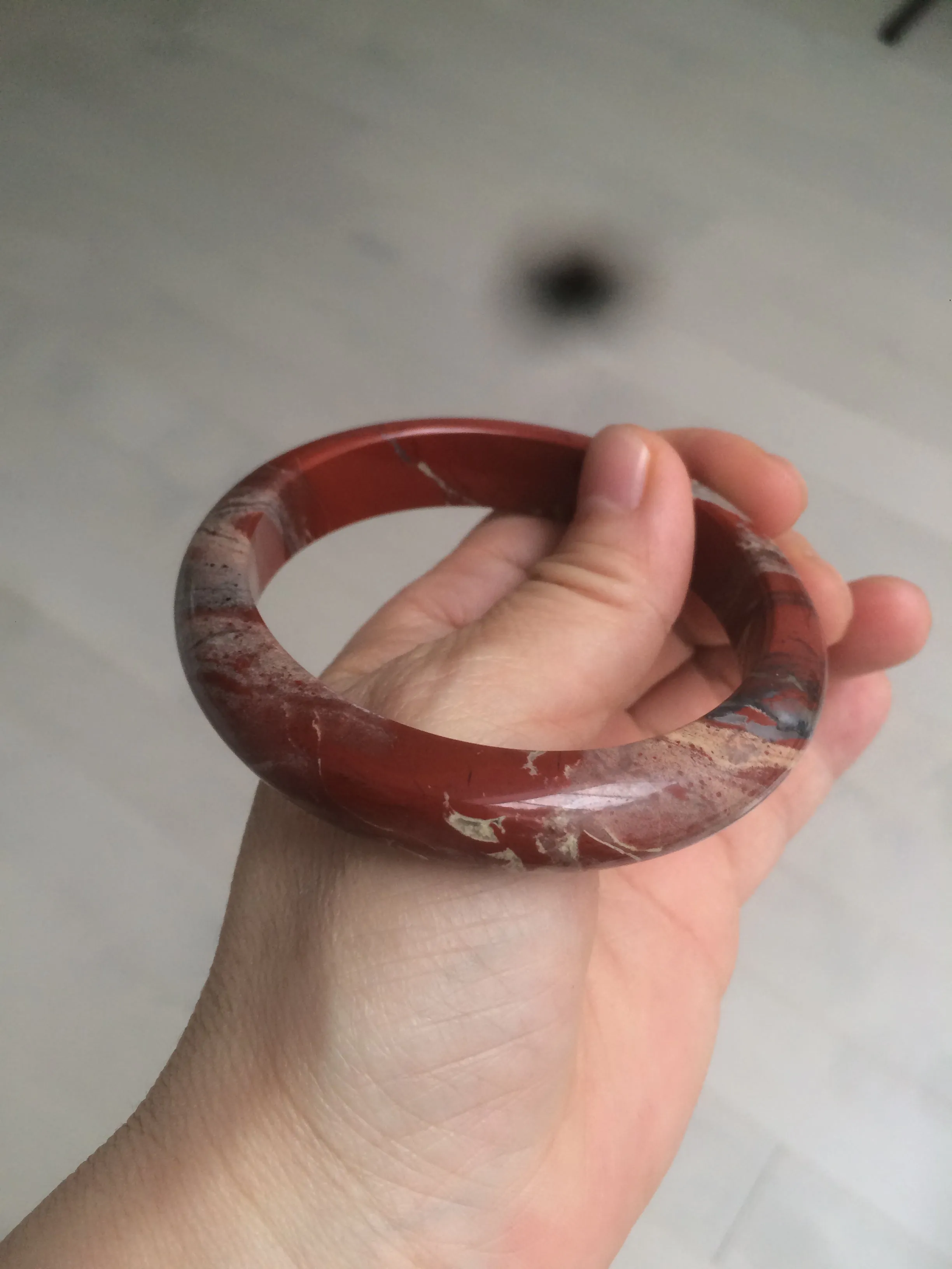 58mm 100% natural red/pink/gray red jasper stone bangle CB75
