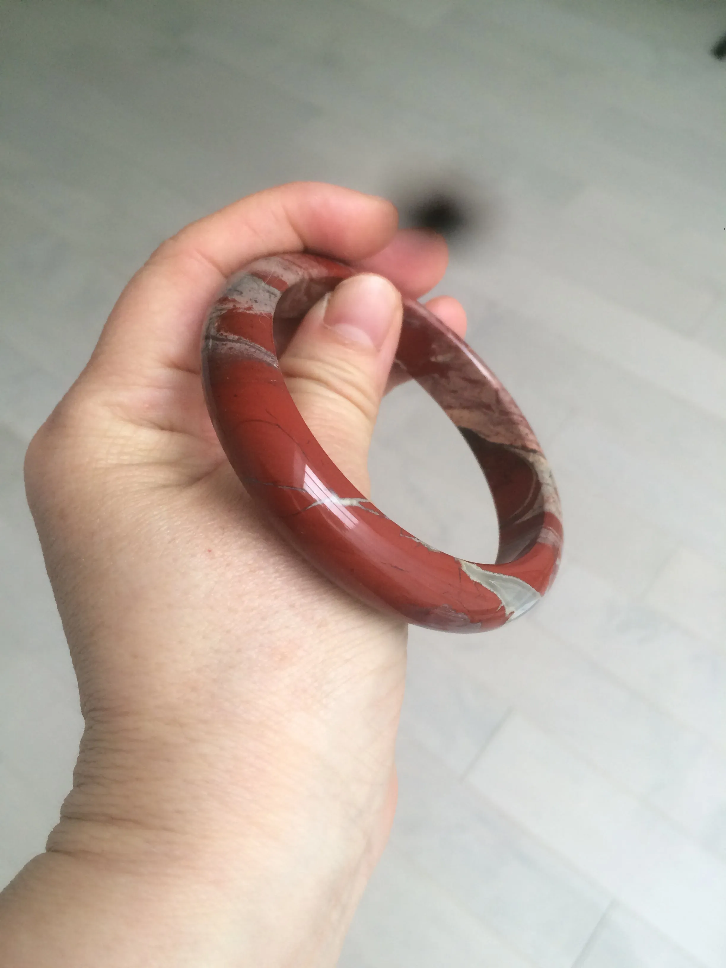 58mm 100% natural red/pink/gray red jasper stone bangle CB75