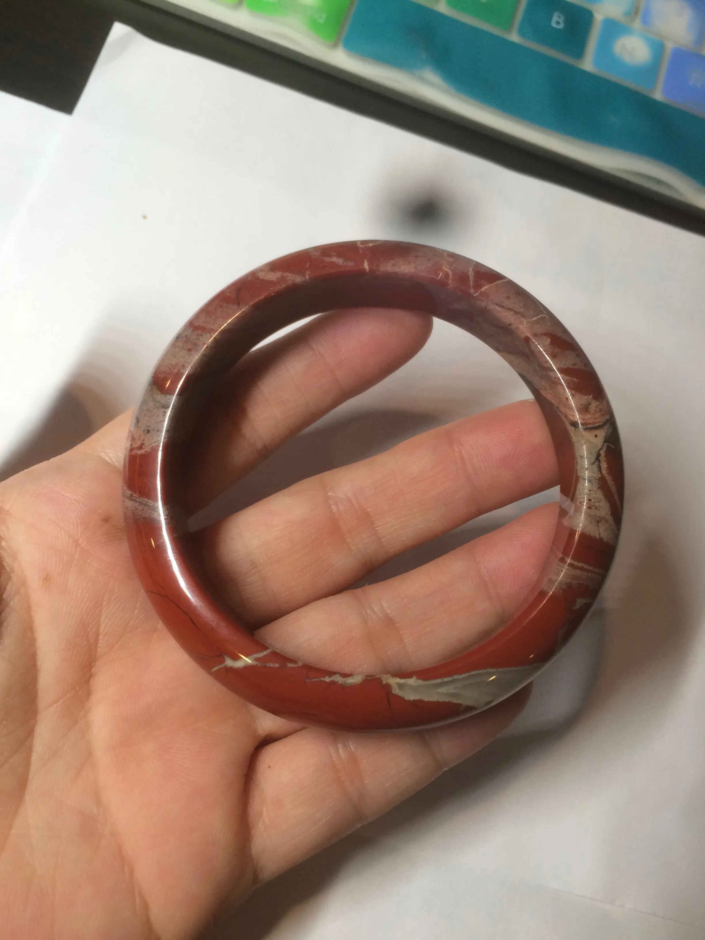 58mm 100% natural red/pink/gray red jasper stone bangle CB75
