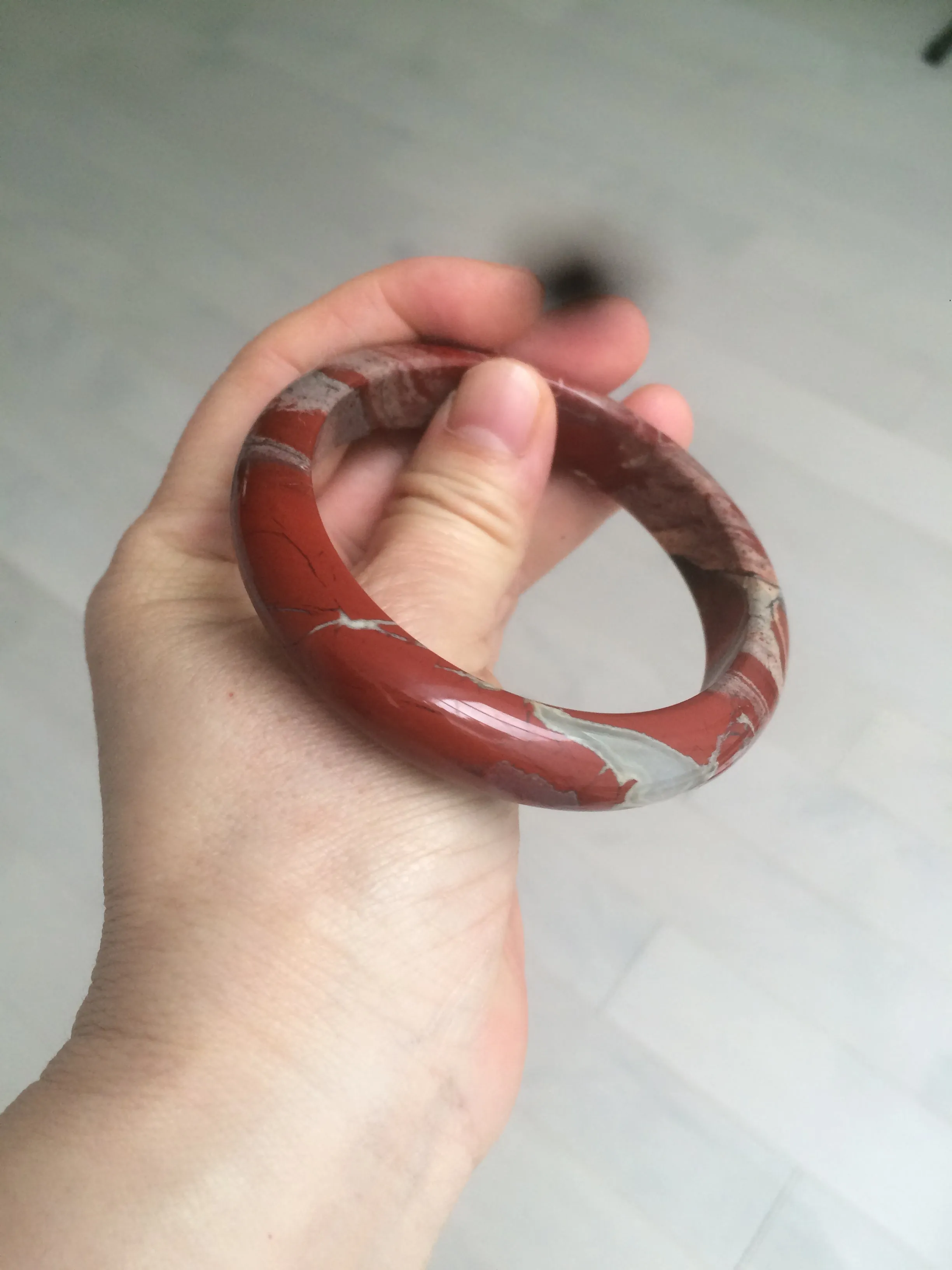 58mm 100% natural red/pink/gray red jasper stone bangle CB75