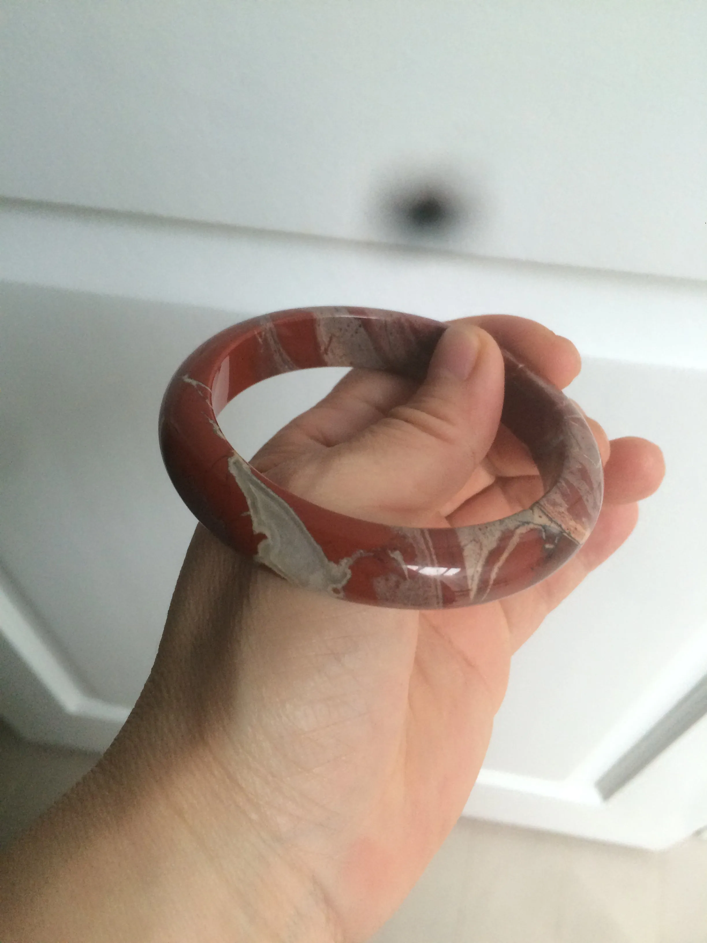 58mm 100% natural red/pink/gray red jasper stone bangle CB75