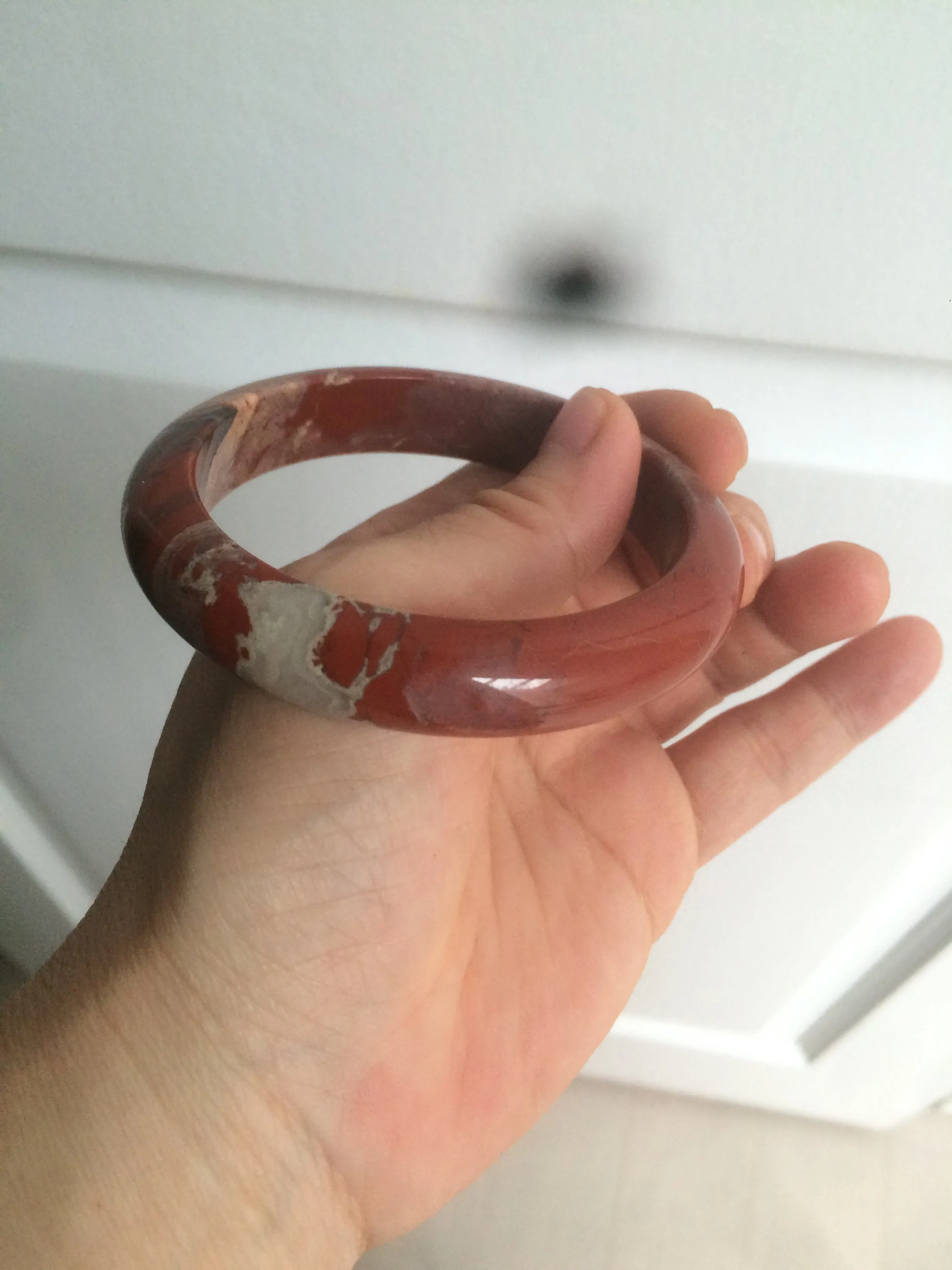 58mm 100% natural red/pink/gray red jasper stone bangle CB75