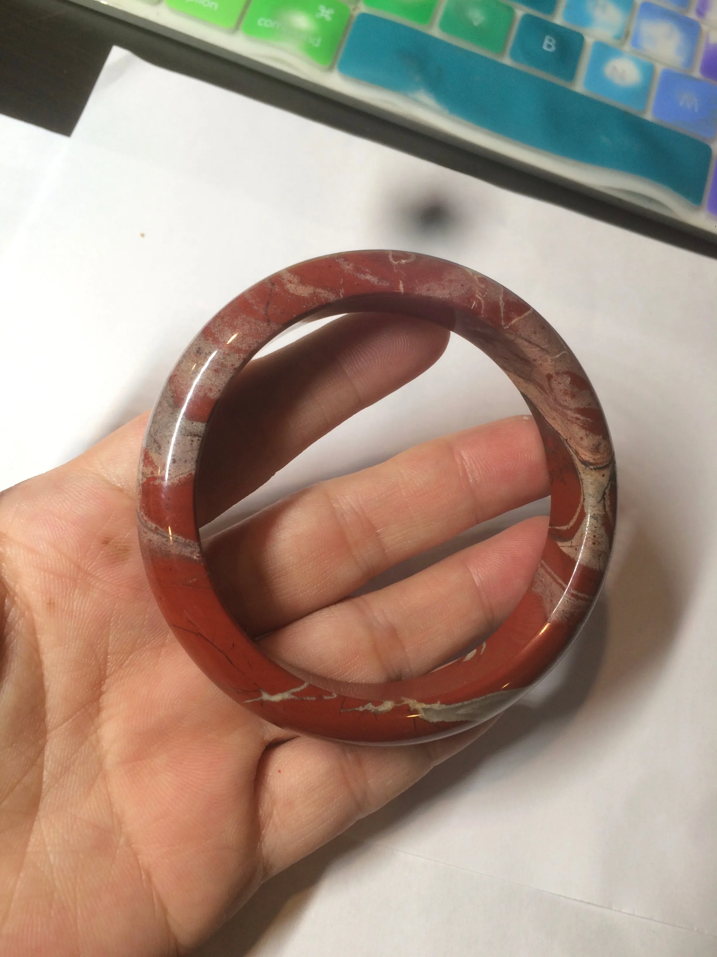 58mm 100% natural red/pink/gray red jasper stone bangle CB75
