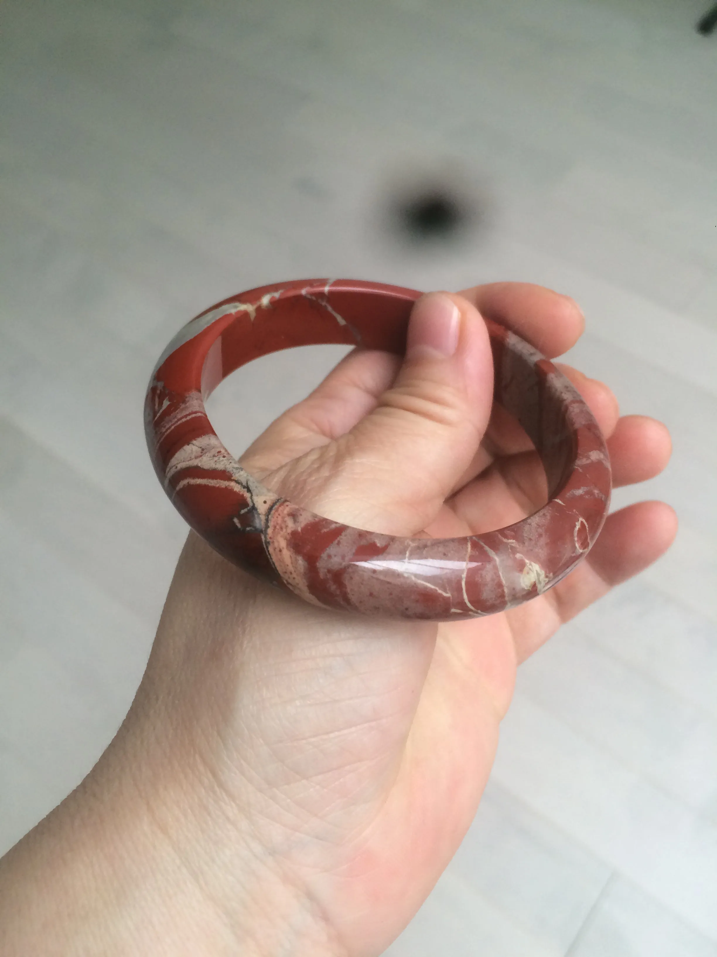 58mm 100% natural red/pink/gray red jasper stone bangle CB75
