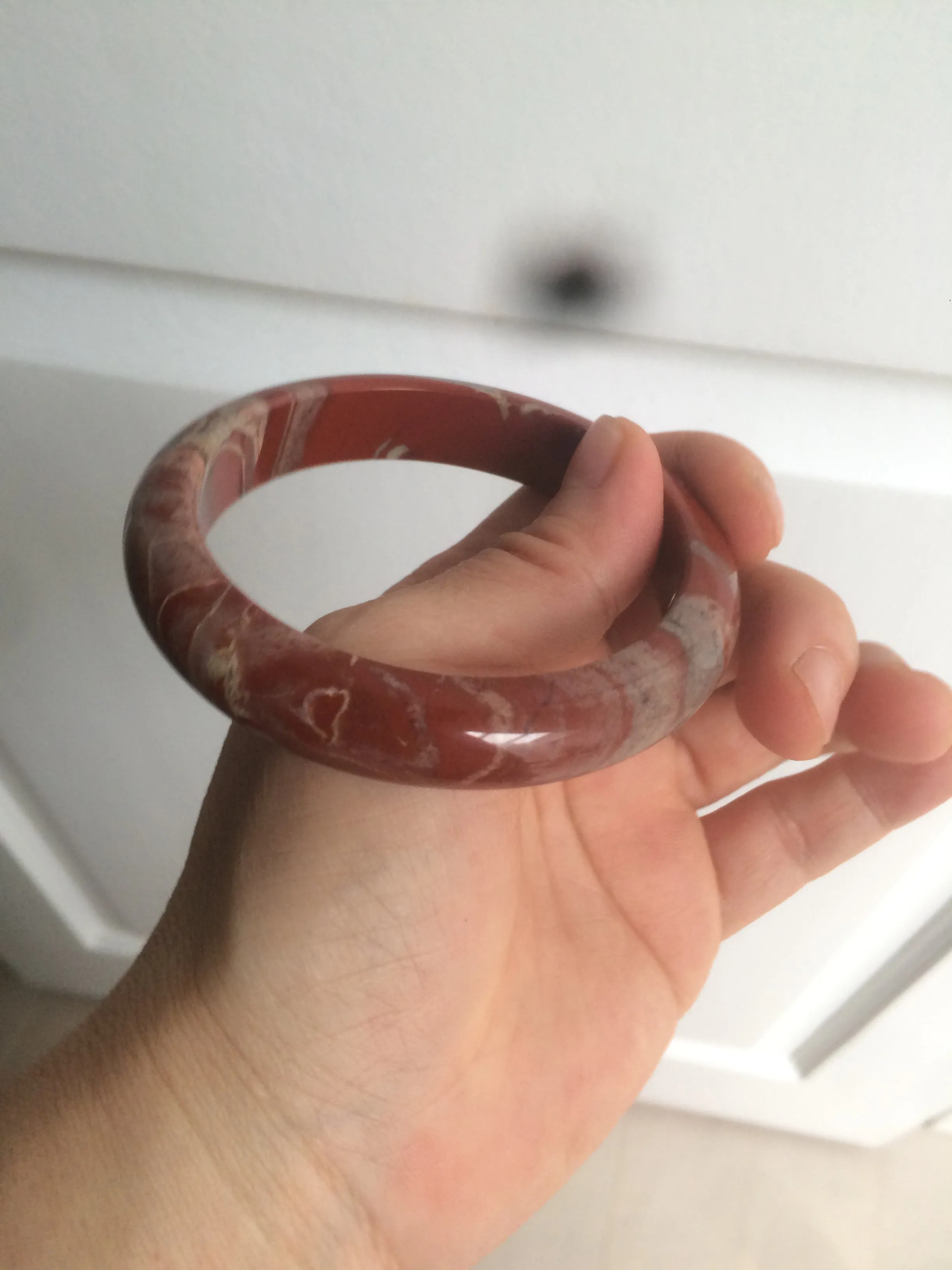 58mm 100% natural red/pink/gray red jasper stone bangle CB75