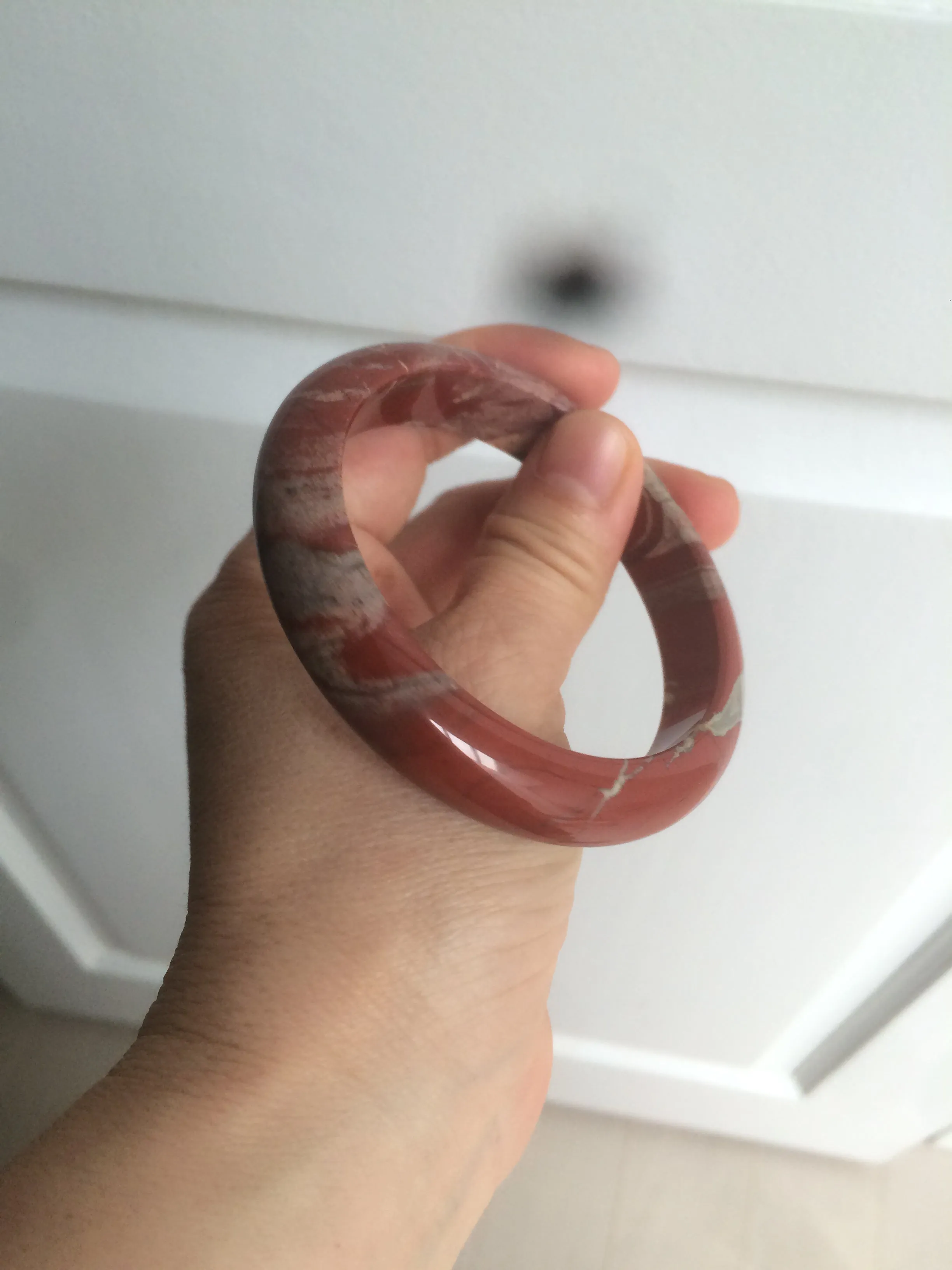 58mm 100% natural red/pink/gray red jasper stone bangle CB75
