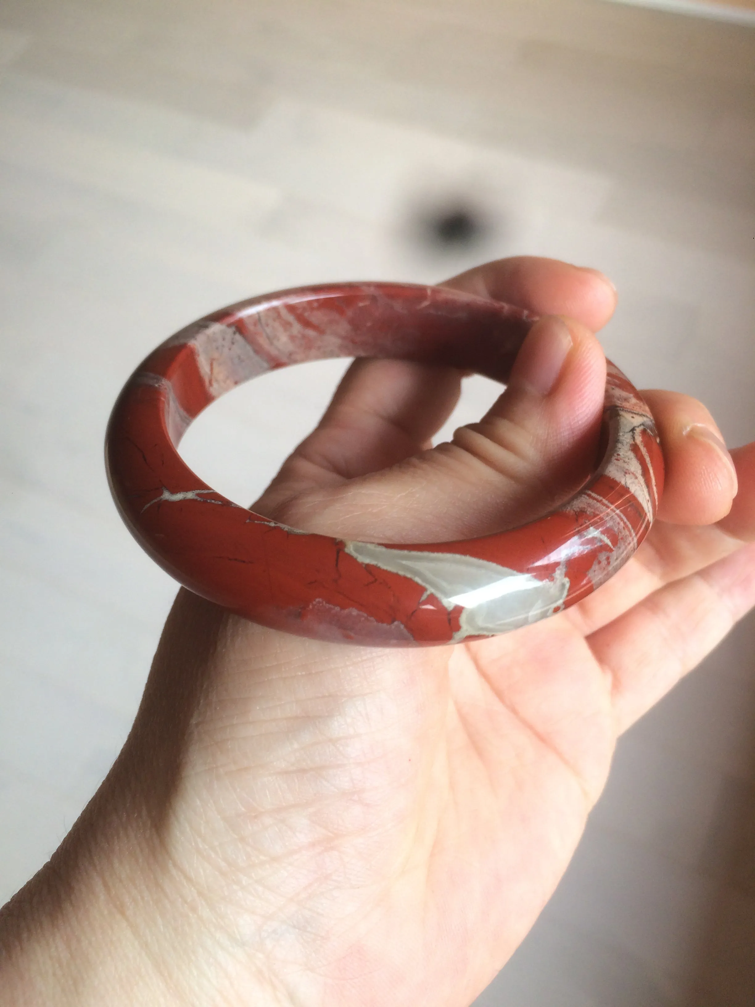 58mm 100% natural red/pink/gray red jasper stone bangle CB75