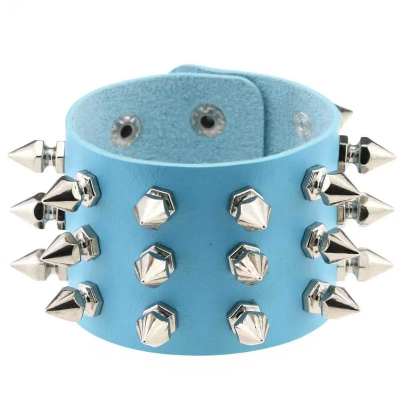 Black Leather Wristband Bracelet Cuff goth gothic bar punk bracelets women men armbands cosplay can be adjusted jewelry