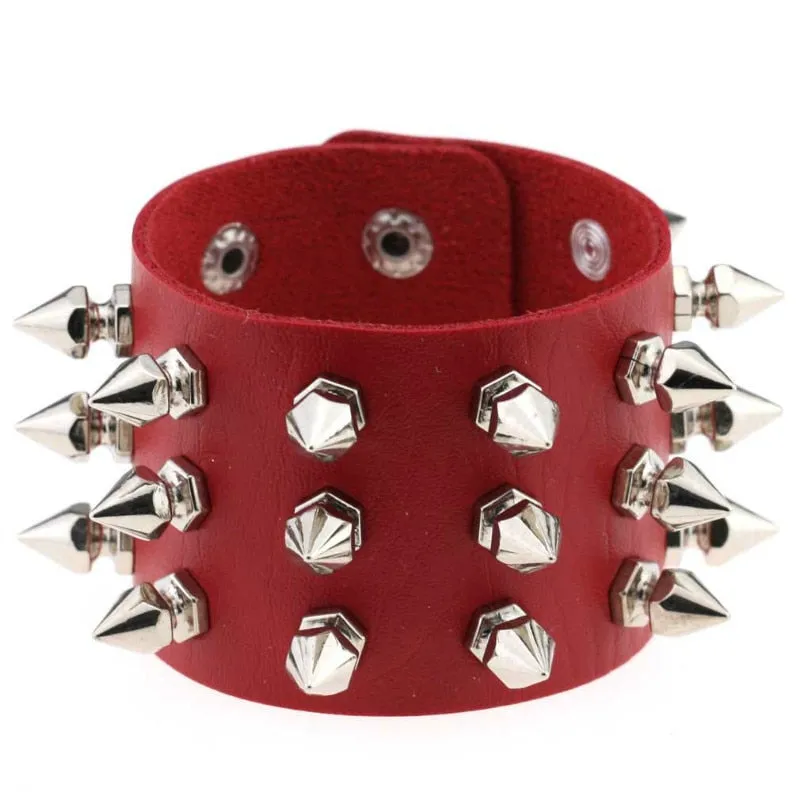 Black Leather Wristband Bracelet Cuff goth gothic bar punk bracelets women men armbands cosplay can be adjusted jewelry