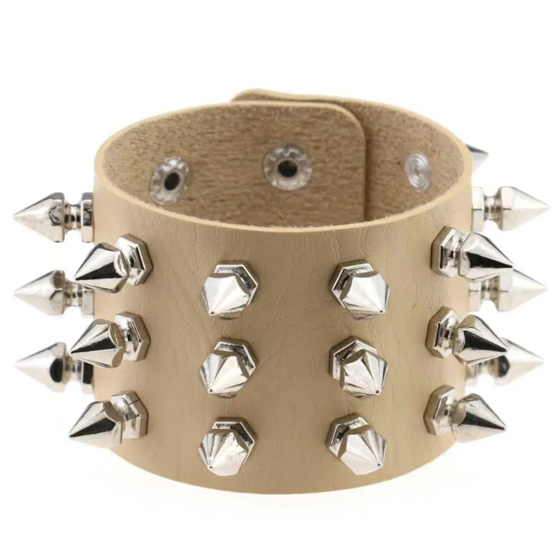 Black Leather Wristband Bracelet Cuff goth gothic bar punk bracelets women men armbands cosplay can be adjusted jewelry