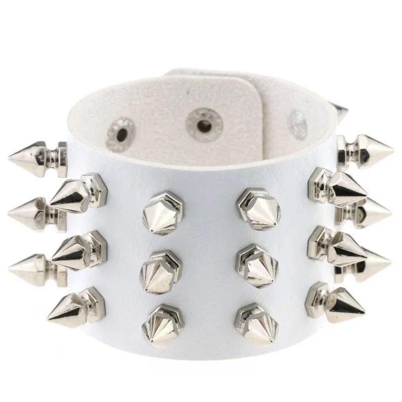 Black Leather Wristband Bracelet Cuff goth gothic bar punk bracelets women men armbands cosplay can be adjusted jewelry