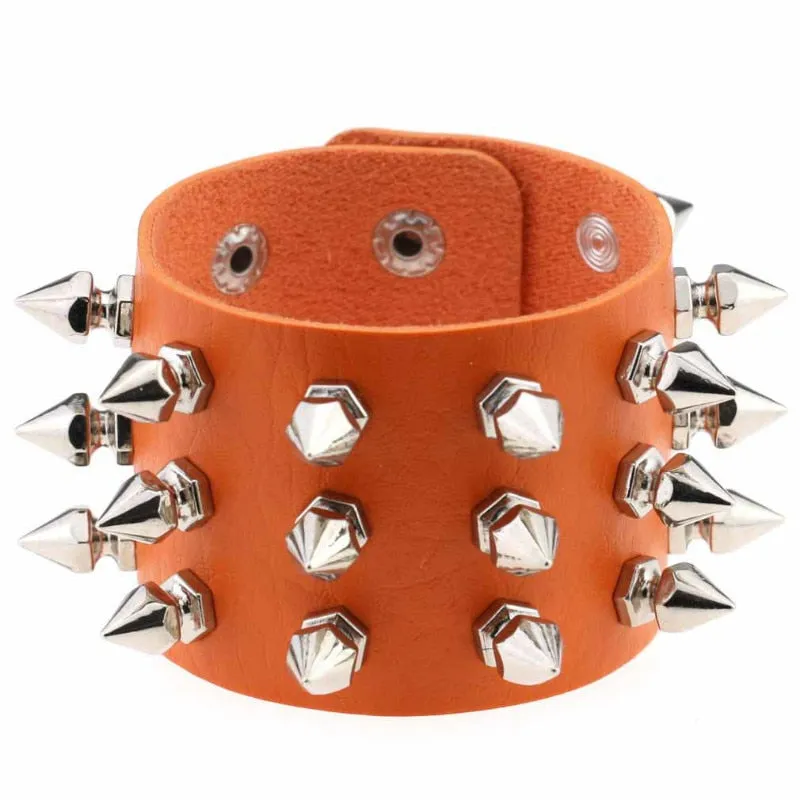 Black Leather Wristband Bracelet Cuff goth gothic bar punk bracelets women men armbands cosplay can be adjusted jewelry