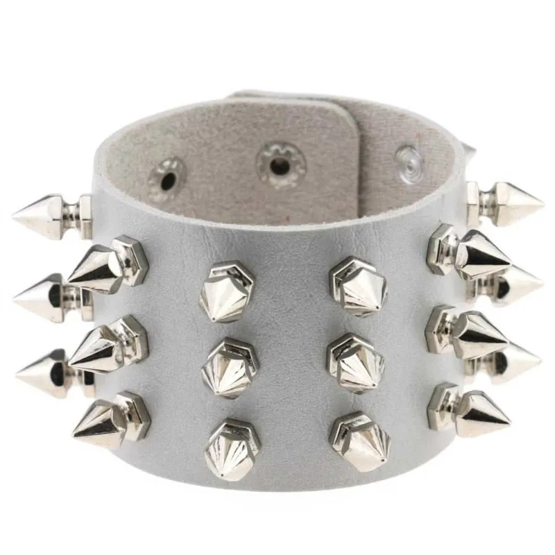 Black Leather Wristband Bracelet Cuff goth gothic bar punk bracelets women men armbands cosplay can be adjusted jewelry
