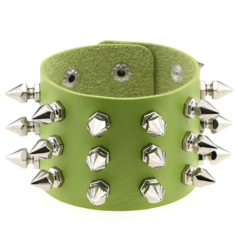 Black Leather Wristband Bracelet Cuff goth gothic bar punk bracelets women men armbands cosplay can be adjusted jewelry